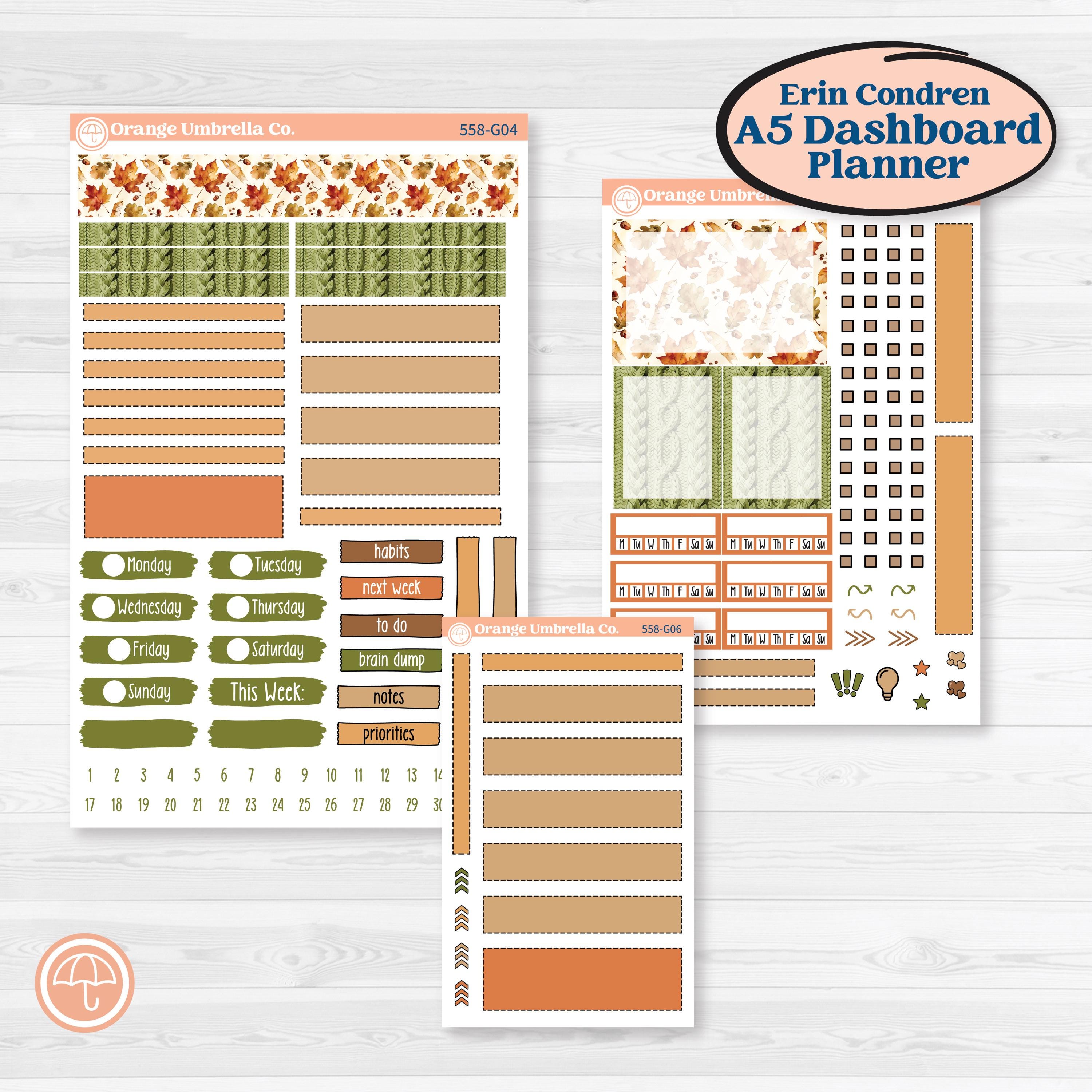 Autumn Sweater Weather Kit | Erin Condren A5 Weekly Dashboard Planner Kit Stickers | Soft Sweaters | KIT-558-G4