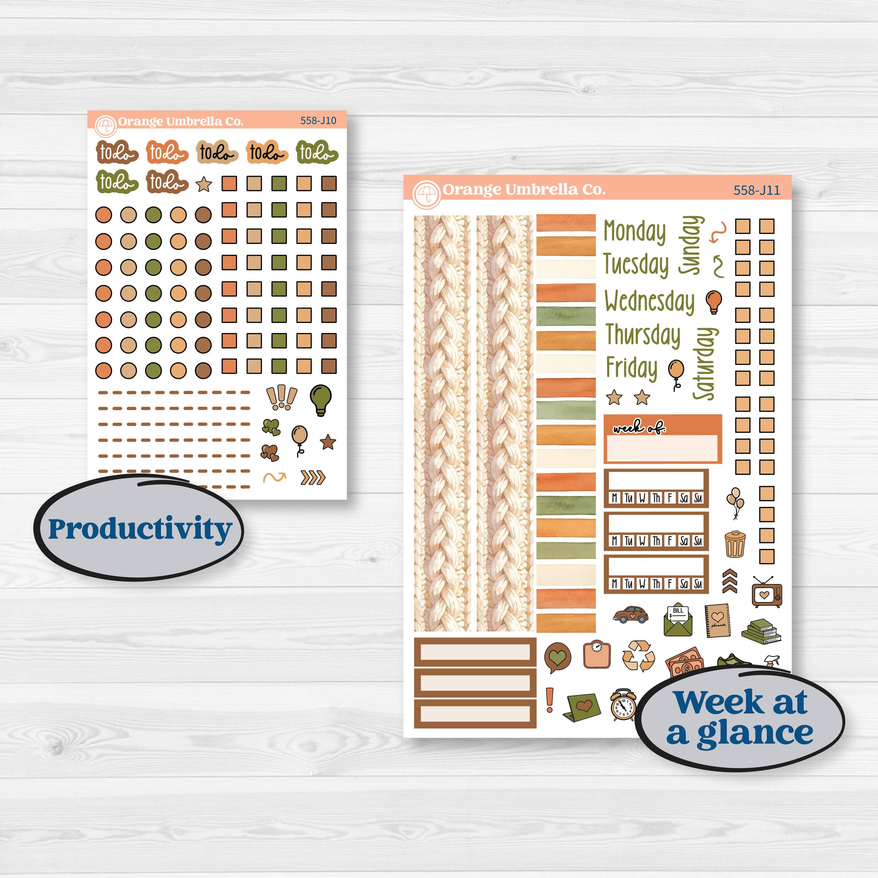 Autumn Sweater Weather Kit | A5 Daily Duo Planner Kit Stickers | Soft Sweaters | KIT-558-J