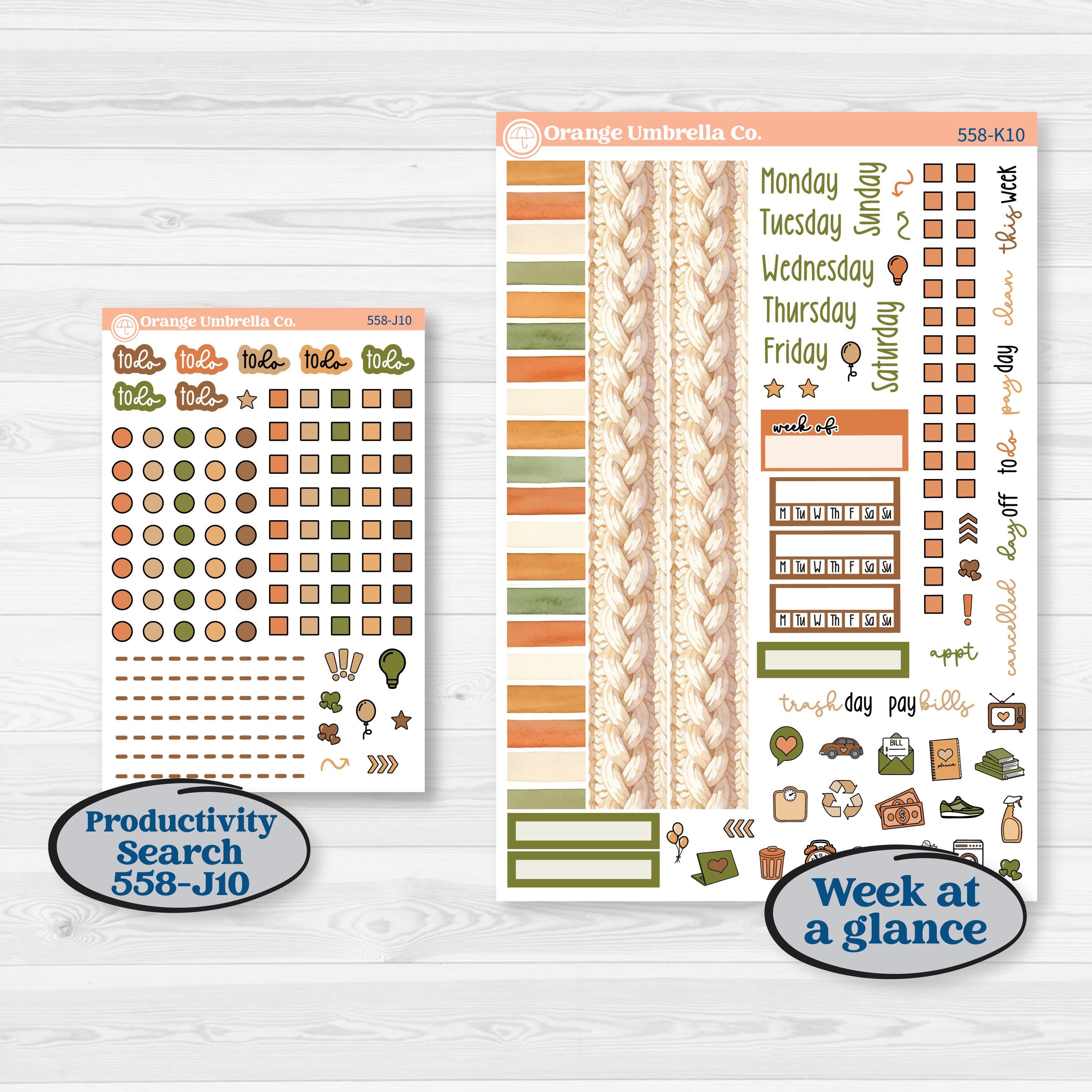 Autumn Sweater Weather Kit | 7x9 Erin Condren Daily Duo Planner Kit Stickers | Soft Sweaters | KIT-558-K