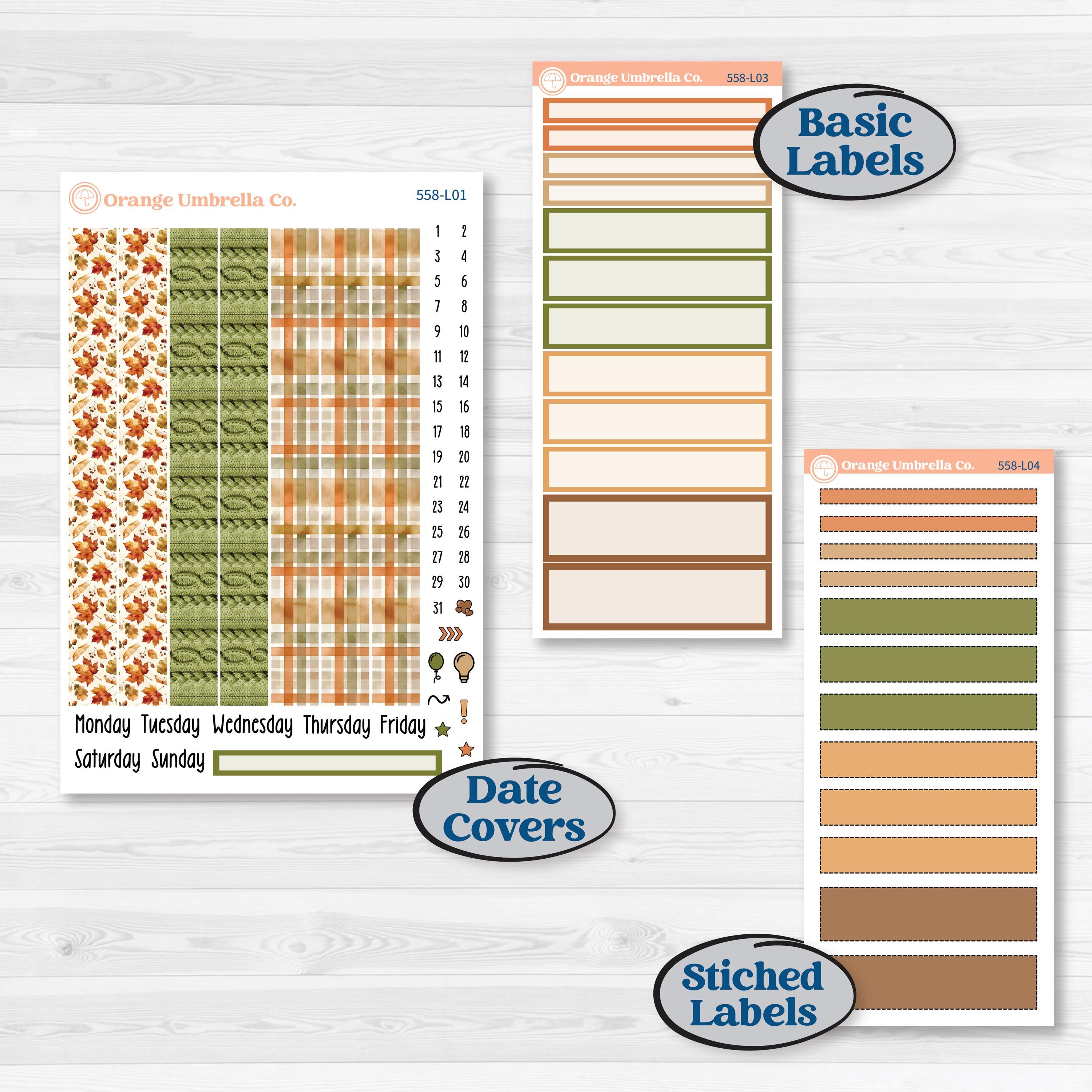 Autumn Sweater Weather Kit | 7x9 Plum Daily Planner Kit Stickers | Soft Sweaters | KIT-558-L