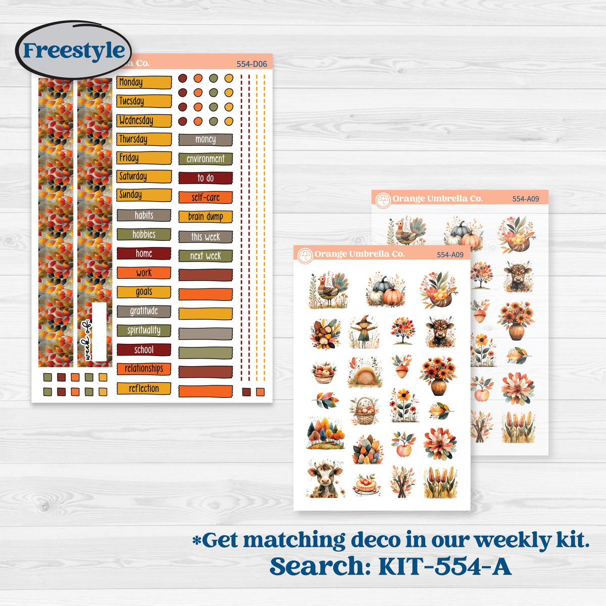 Thanksgiving Planner Kit | Journaling or Scrapbooking Kit | Creative Junk Journal Planner Stickers | Gather In Gratitude | KIT-554-D