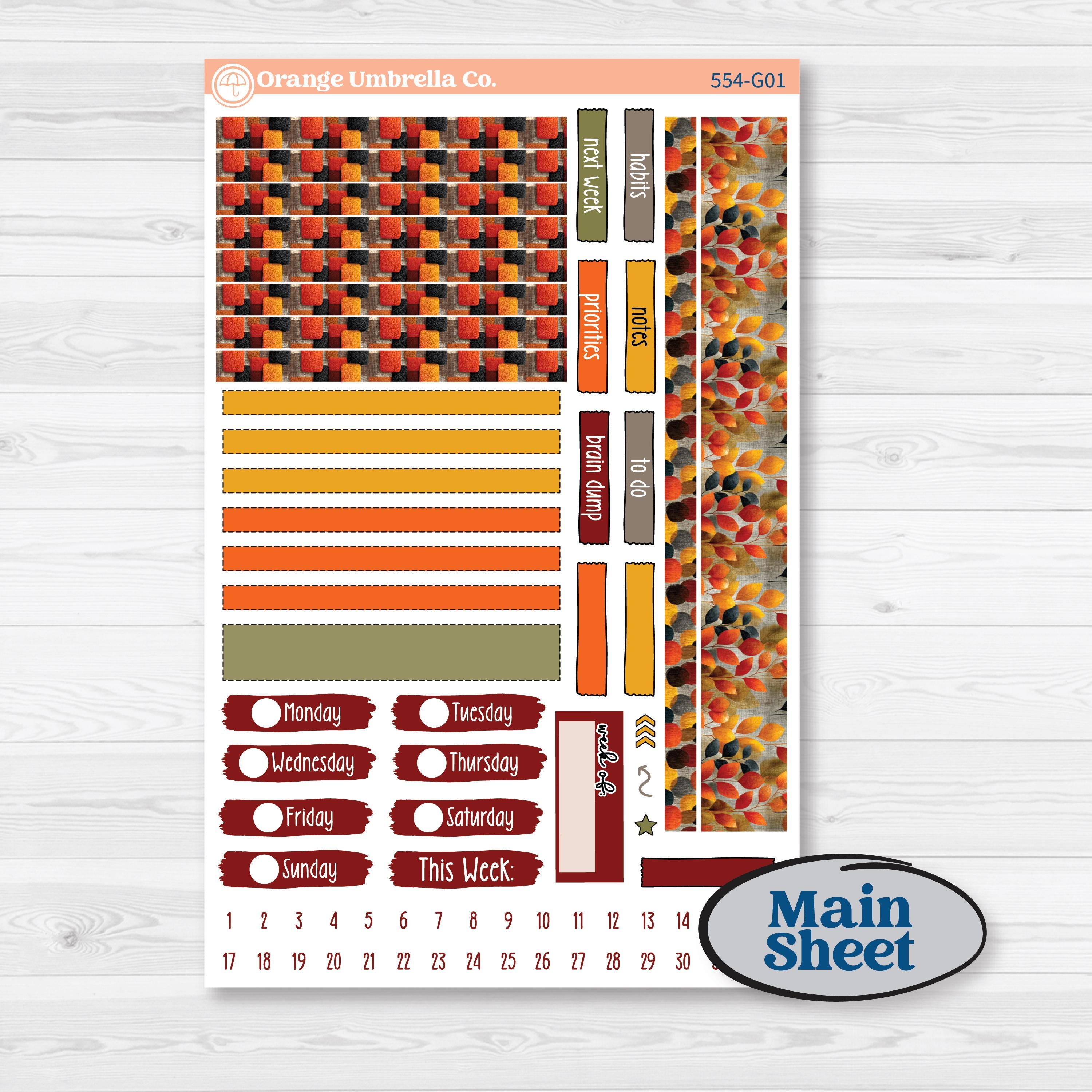 Thanksgiving Planner Kit | Erin Condren 7x9 Weekly Dashboard Planner Kit Stickers | Gather In Gratitude | KIT-554-G