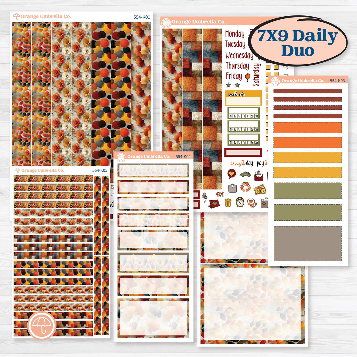 Thanksgiving Planner Kit | 7x9 Erin Condren Daily Duo Planner Kit Stickers | Gather In Gratitude | KIT-554-K