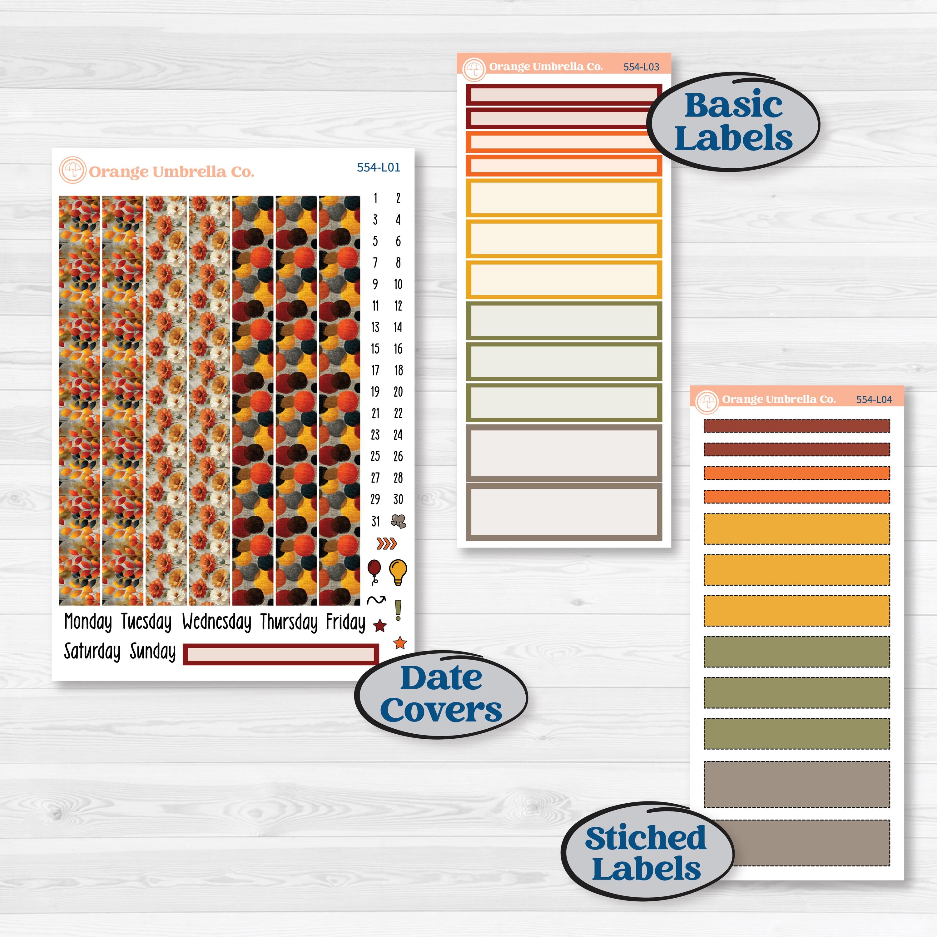 Thanksgiving Planner Kit | 7x9 Plum Daily Planner Kit Stickers | Gather In Gratitude | KIT-554-L