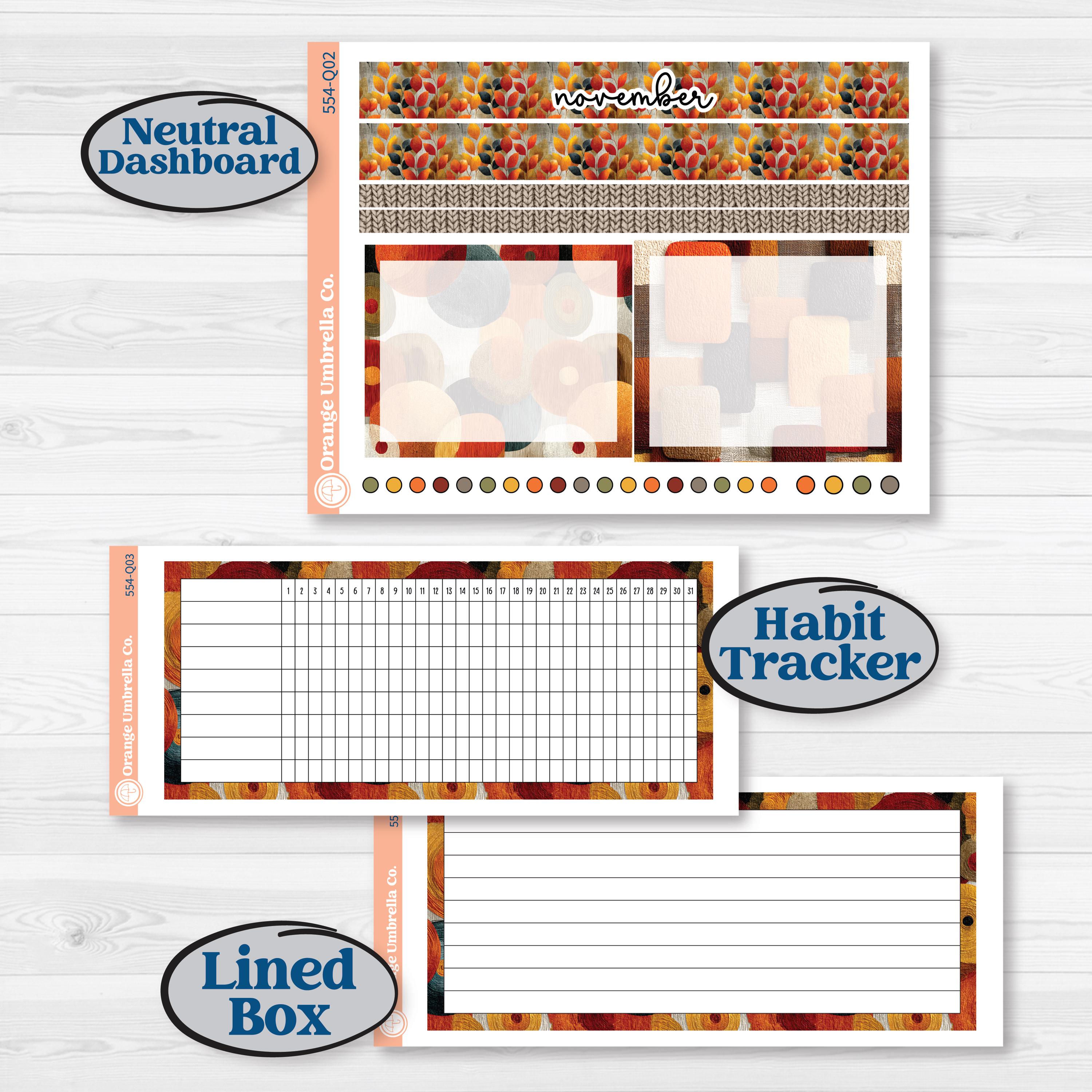Thanksgiving Planner Kit | 7x9 Plum Monthly & Dashboard Planner Kit Stickers | Gather In Gratitude | KIT-554-Q