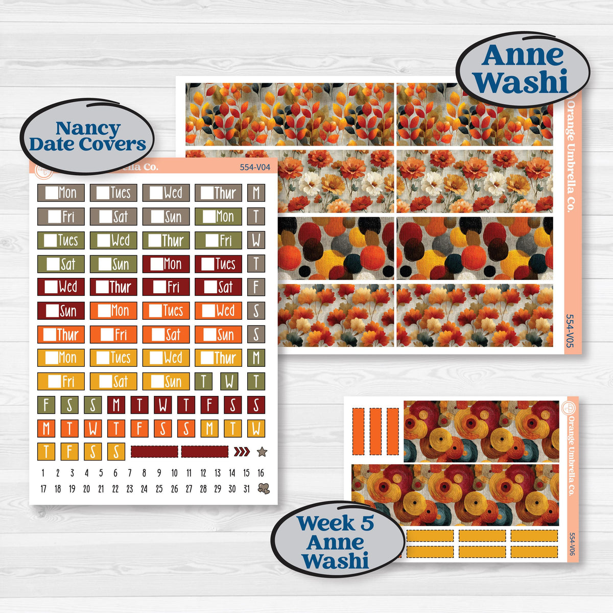 Thanksgiving Planner Kit | Laurel Denise Nancy Large & Anne Large Planner Kit Stickers | Gather In Gratitude | KIT-554-V