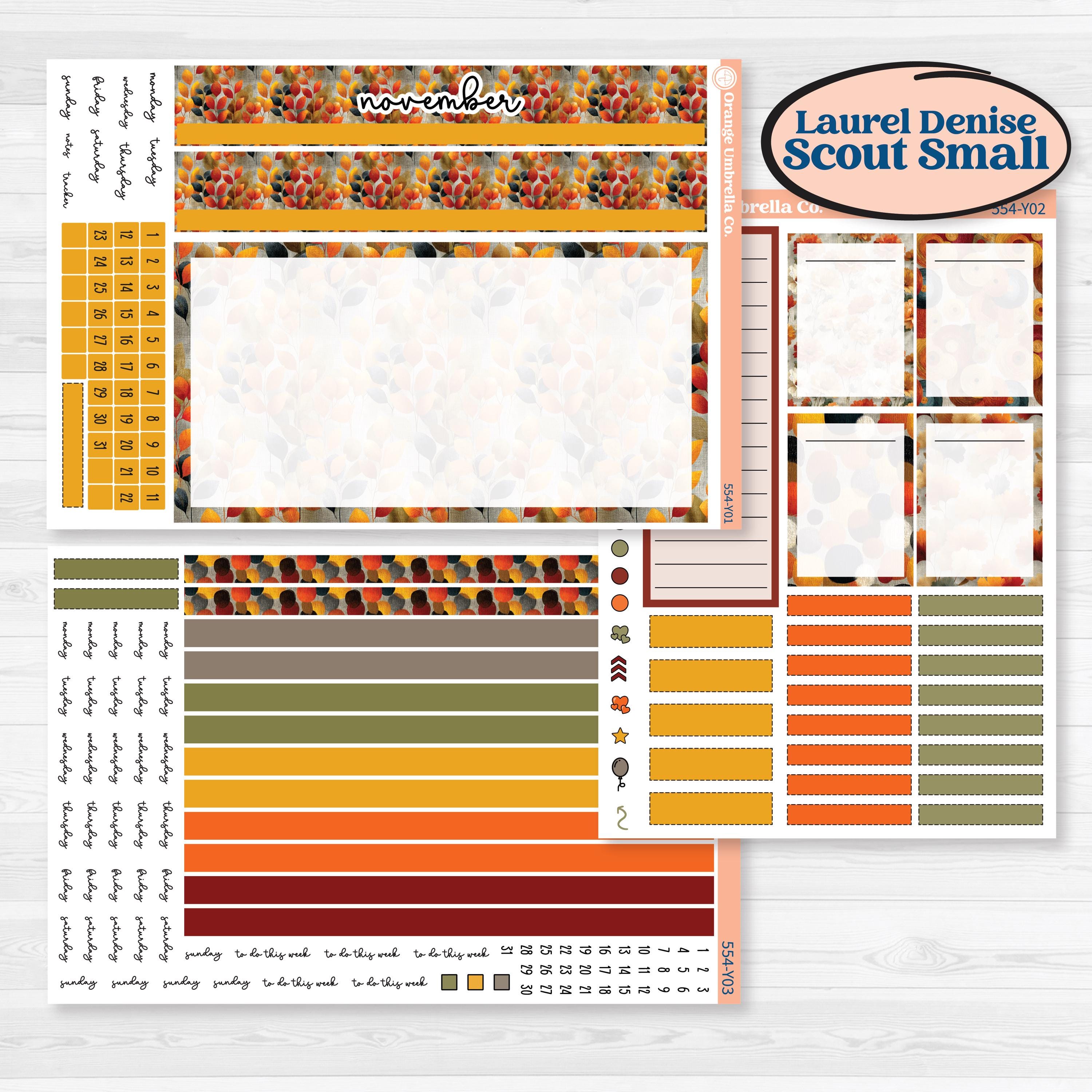 Thanksgiving Planner Kit | Laurel Denise Scout Small Planner Kit Stickers | Gather In Gratitude | KIT-554-Y