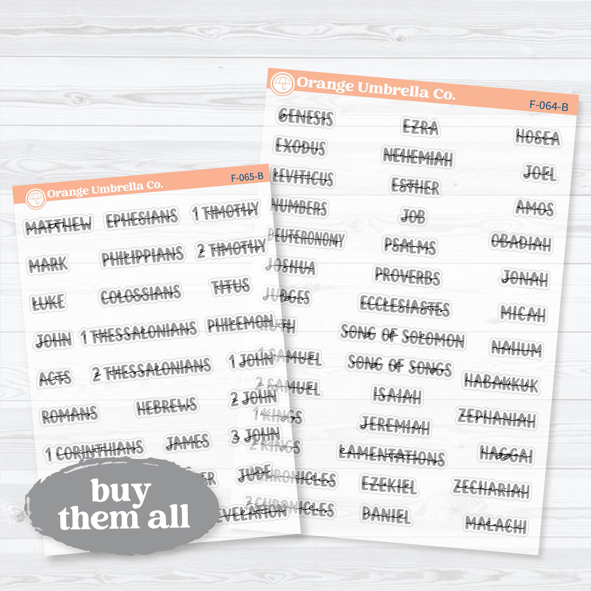 Mini Books of the Bible | Clear Matte Faith & Bible Journaling Planner Stickers | F-064-065-BCM