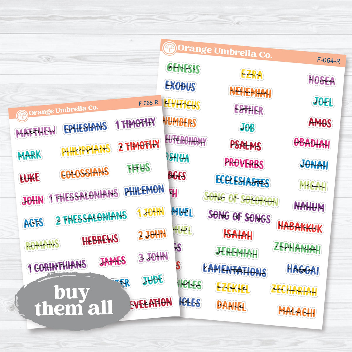 Mini Books of the Bible | Faith & Bible Journaling Planner Stickers | F-064-065-R
