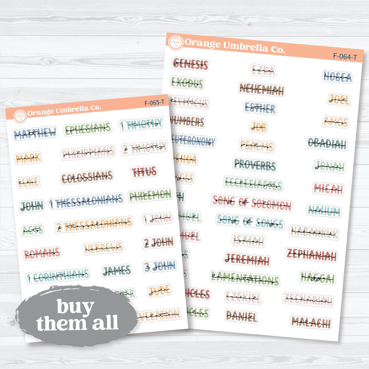 Mini Books of the Bible | Faith & Bible Journaling Planner Stickers | F-064-065-T