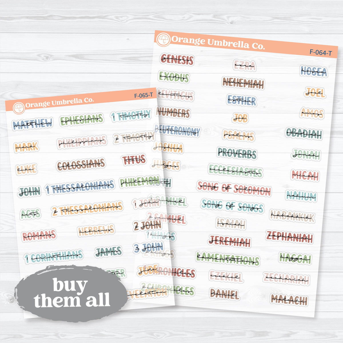 Mini Books of the Bible | Clear Matte Faith & Bible Journaling Planner Stickers | F-064-065-TCM