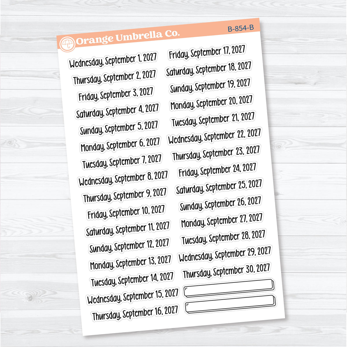 July–December 2027 Dates of the Month | Calendar Planner Stickers | B-852-857