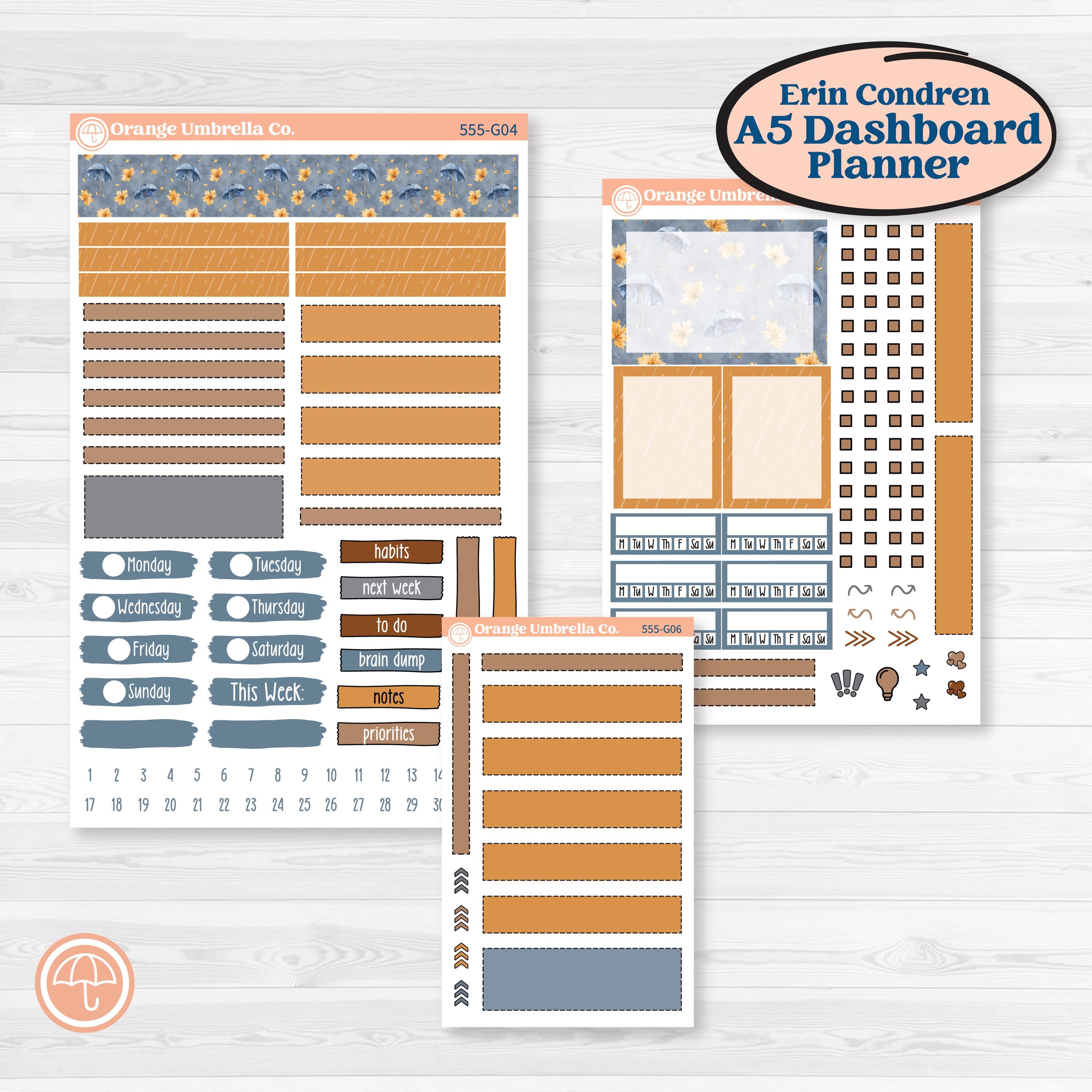 Reading Planner Kit | Erin Condren A5 Weekly Dashboard Planner Kit Stickers | Reading Weather | KIT-555-G4