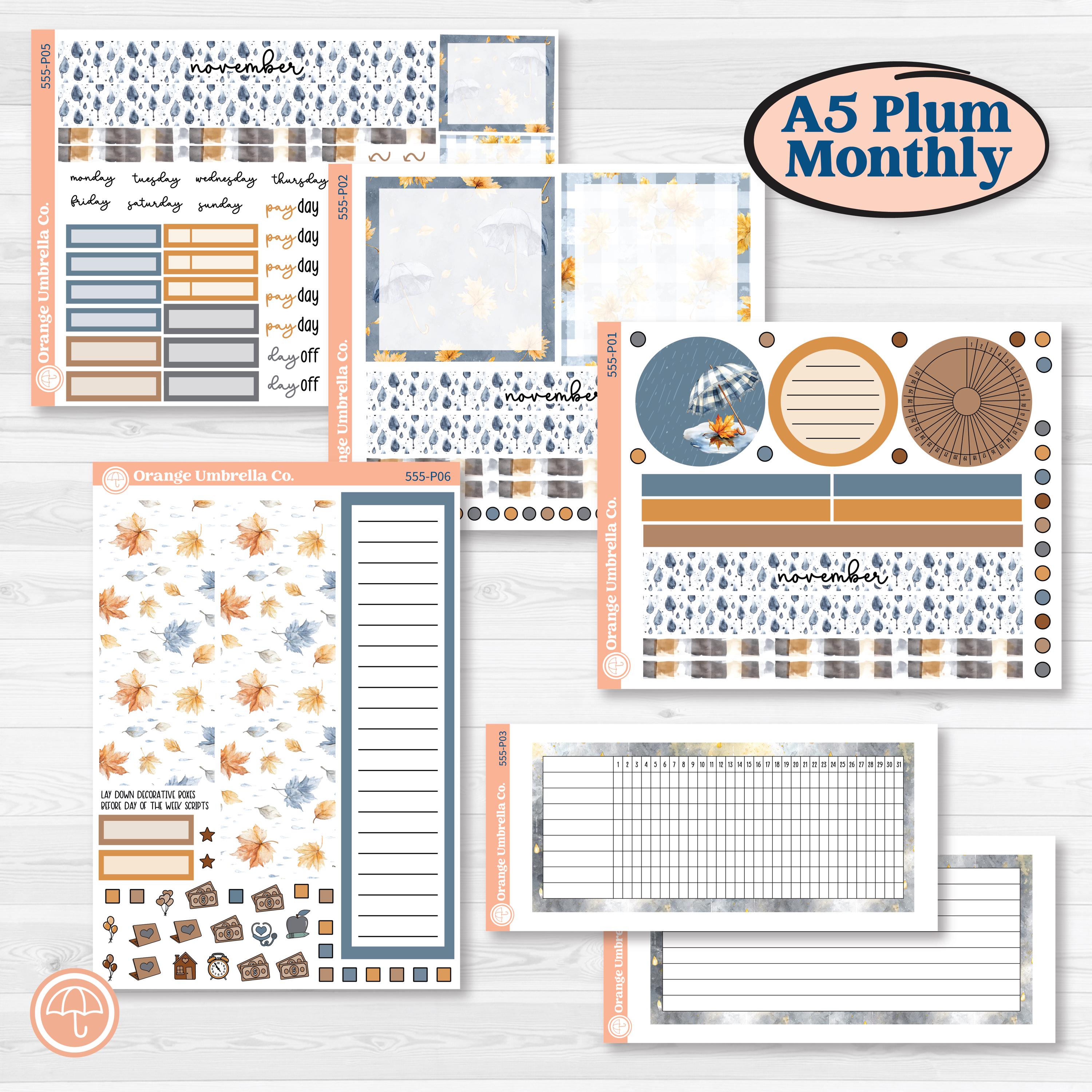 Reading Planner Kit | A5 Plum Monthly & Dashboard Planner Kit Stickers | Reading Weather | KIT-555-P
