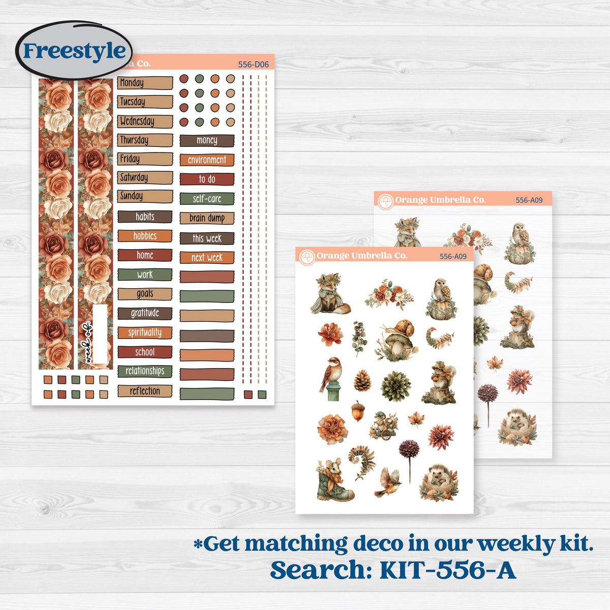Woodland Animal Kit | Journaling or Scrapbooking Kit | Creative Junk Journal Planner Stickers | Woodland Zoo | KIT-556-D