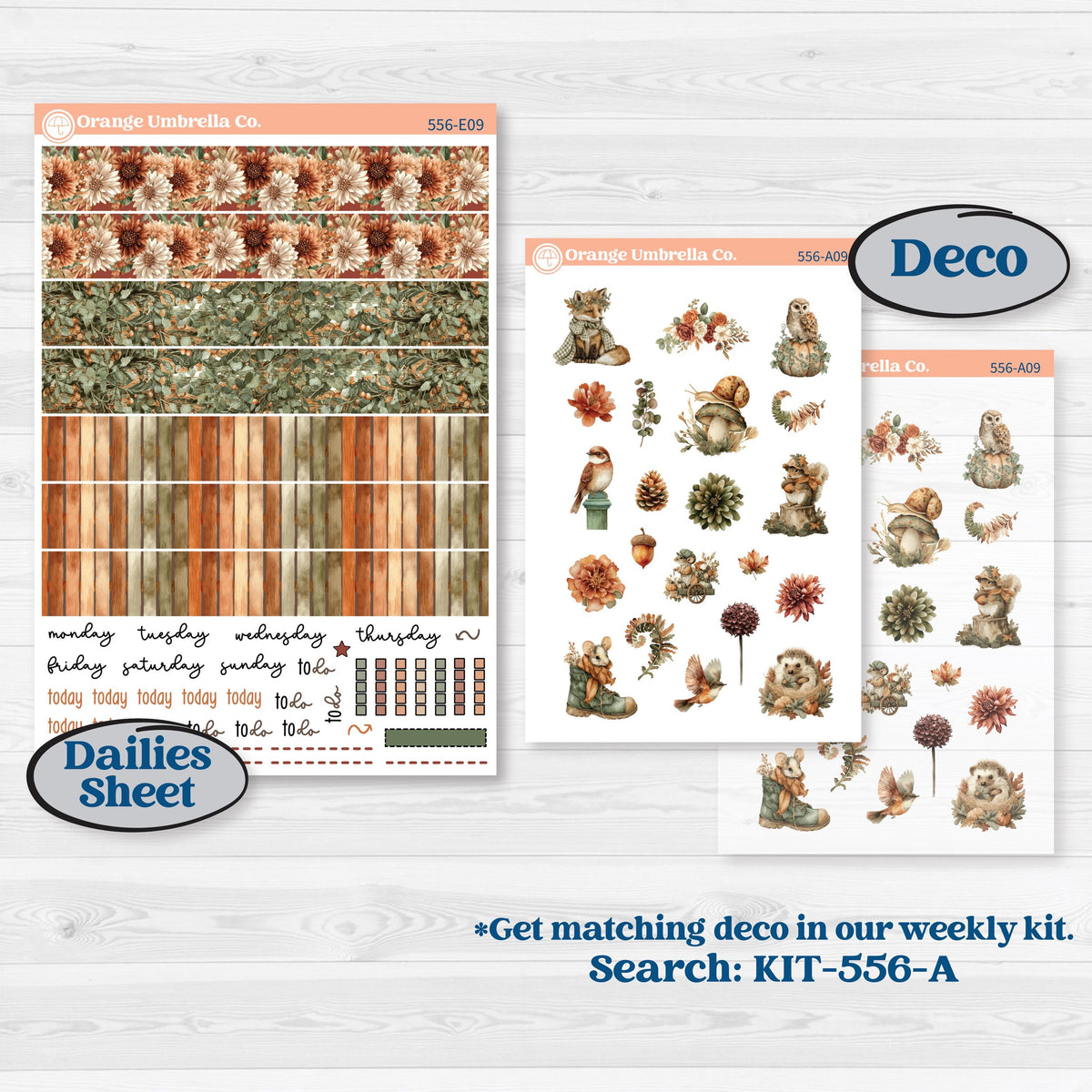 Woodland Animal Kit | Hobonichi Cousin Weekly & Daily Planner Kit Stickers | Woodland Zoo | KIT-556-E