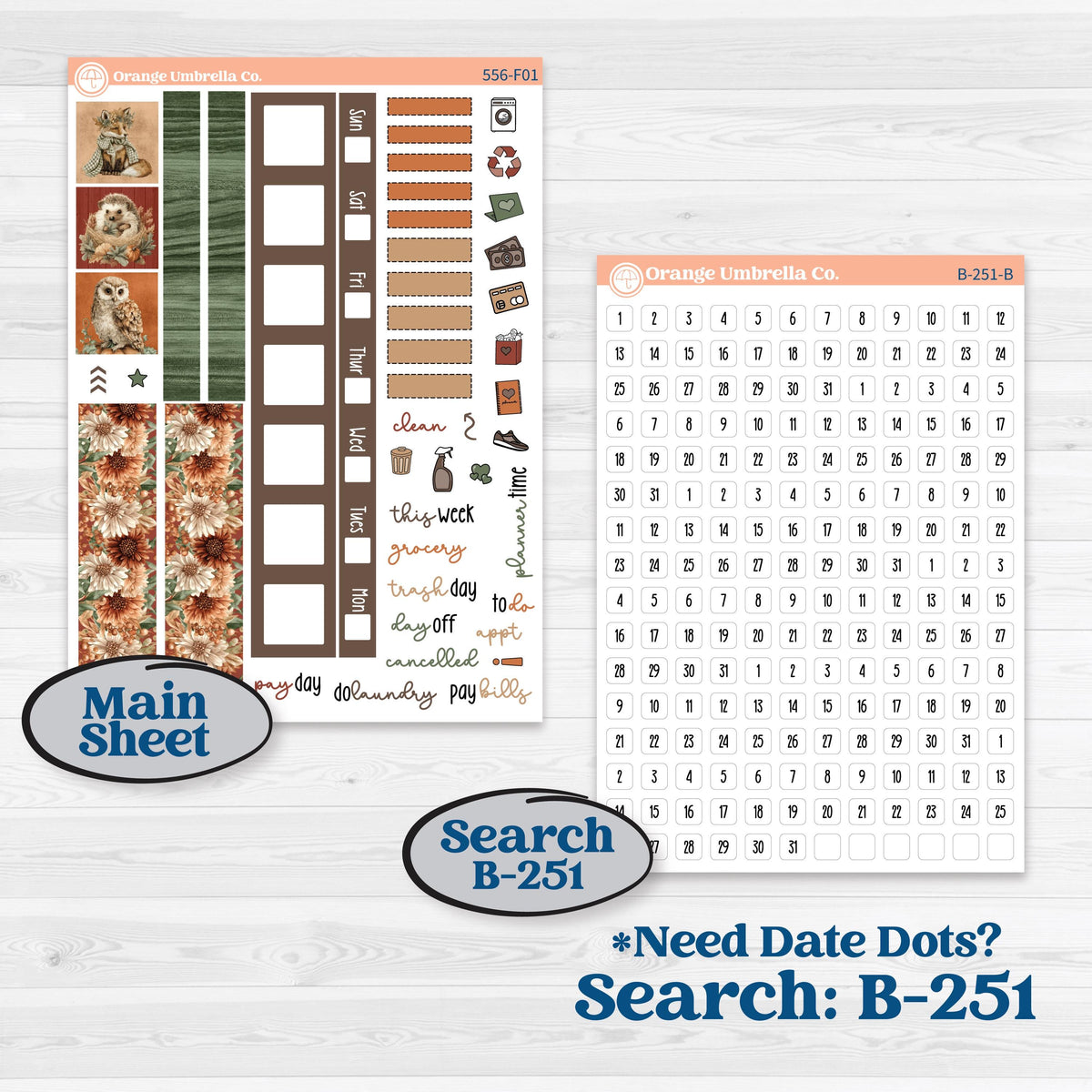 Woodland Animal Kit | Hobonichi Weeks Weekly Planner Kit Stickers | Woodland Zoo | KIT-556-F