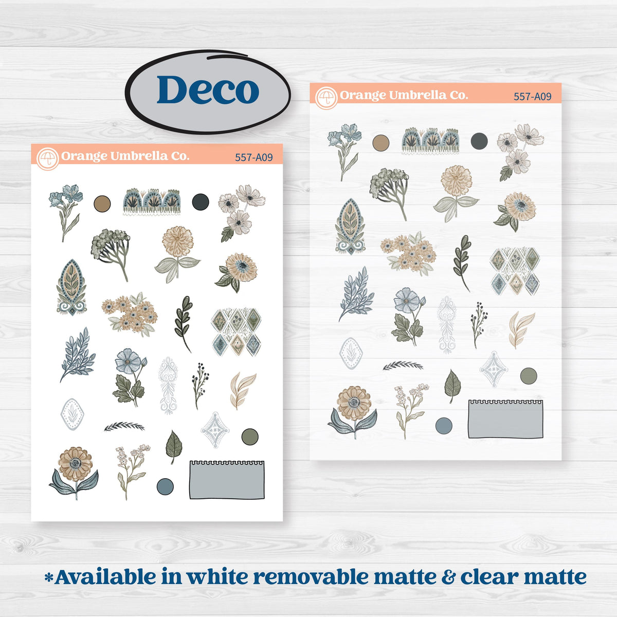 Blue Floral Kit | Weekly Sticker Kit for Vertical Planners like Erin Condren | Sagebrush & Ice | KIT-557-A