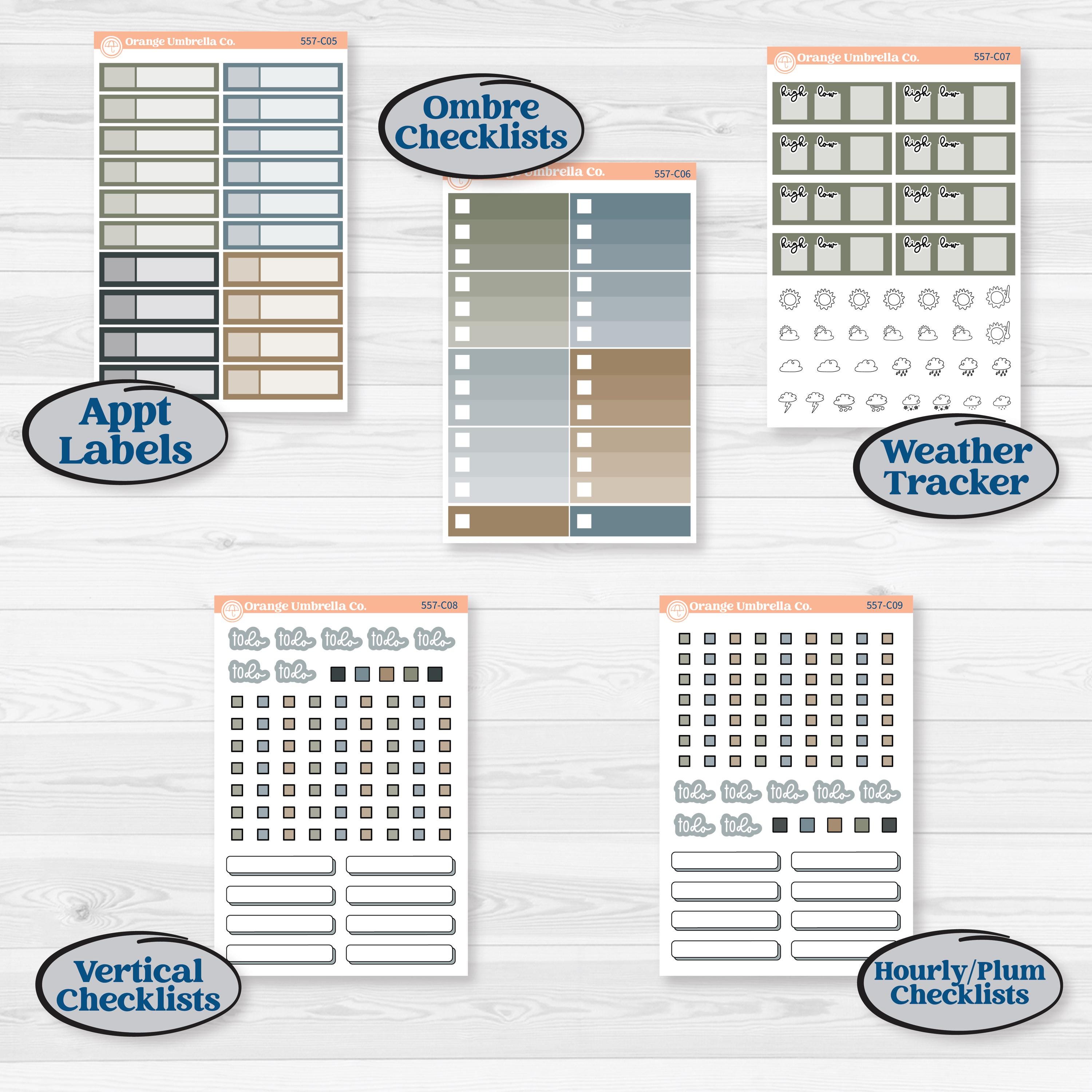 Blue Floral Kit | Weekly Add-On Labels Planner Kit Stickers | Sagebrush & Ice | KIT-557-C