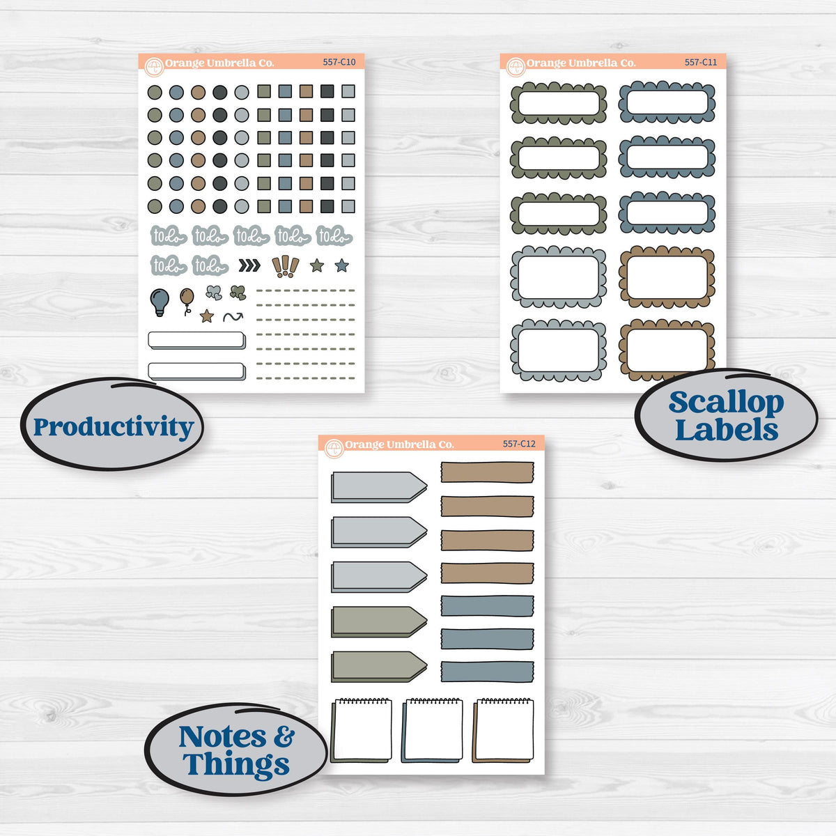 Blue Floral Kit | Weekly Add-On Labels Planner Kit Stickers | Sagebrush & Ice | KIT-557-C