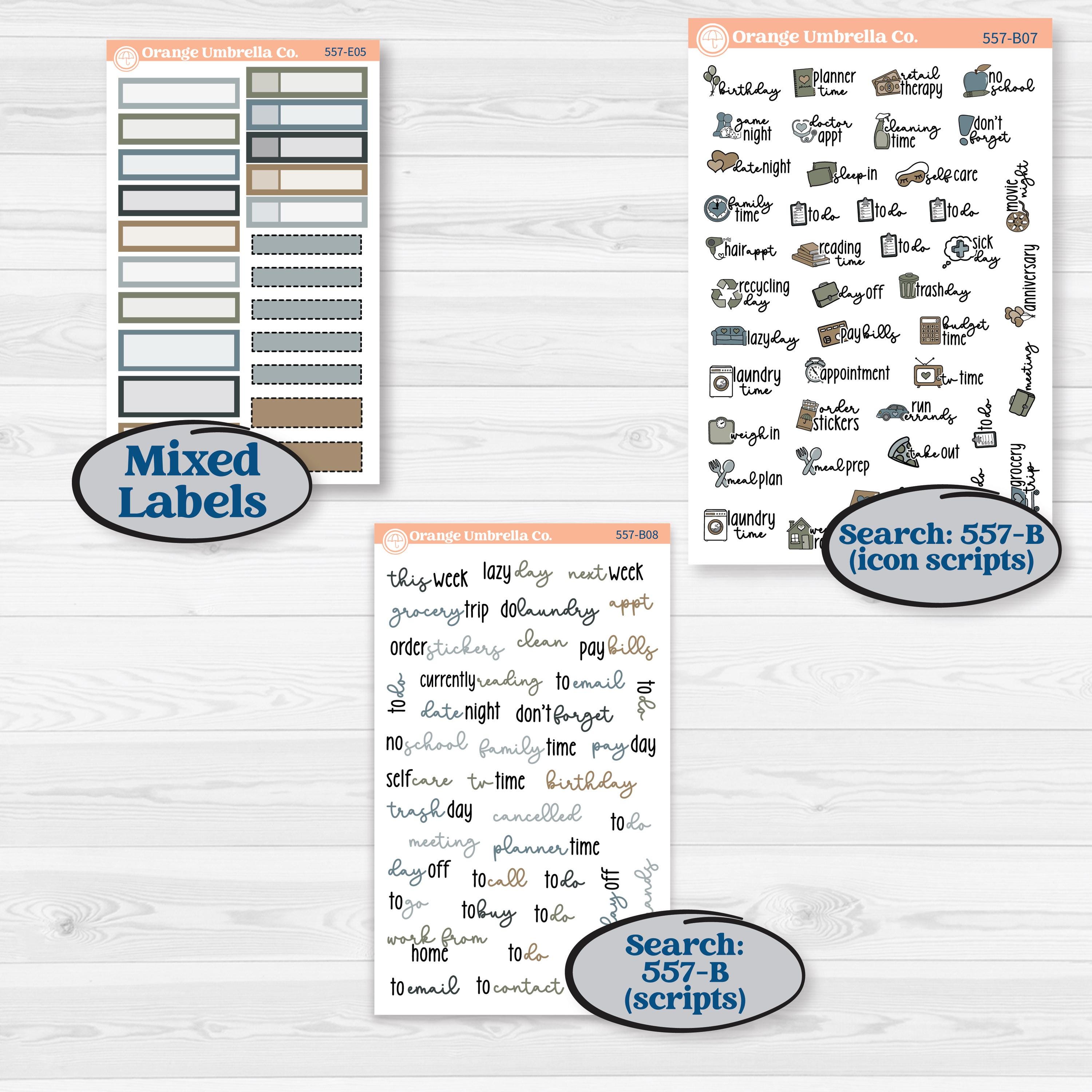 Blue Floral Kit | Hobonichi Cousin Weekly Daily Planner Kit Stickers | Sagebrush & Ice | KIT-557-E