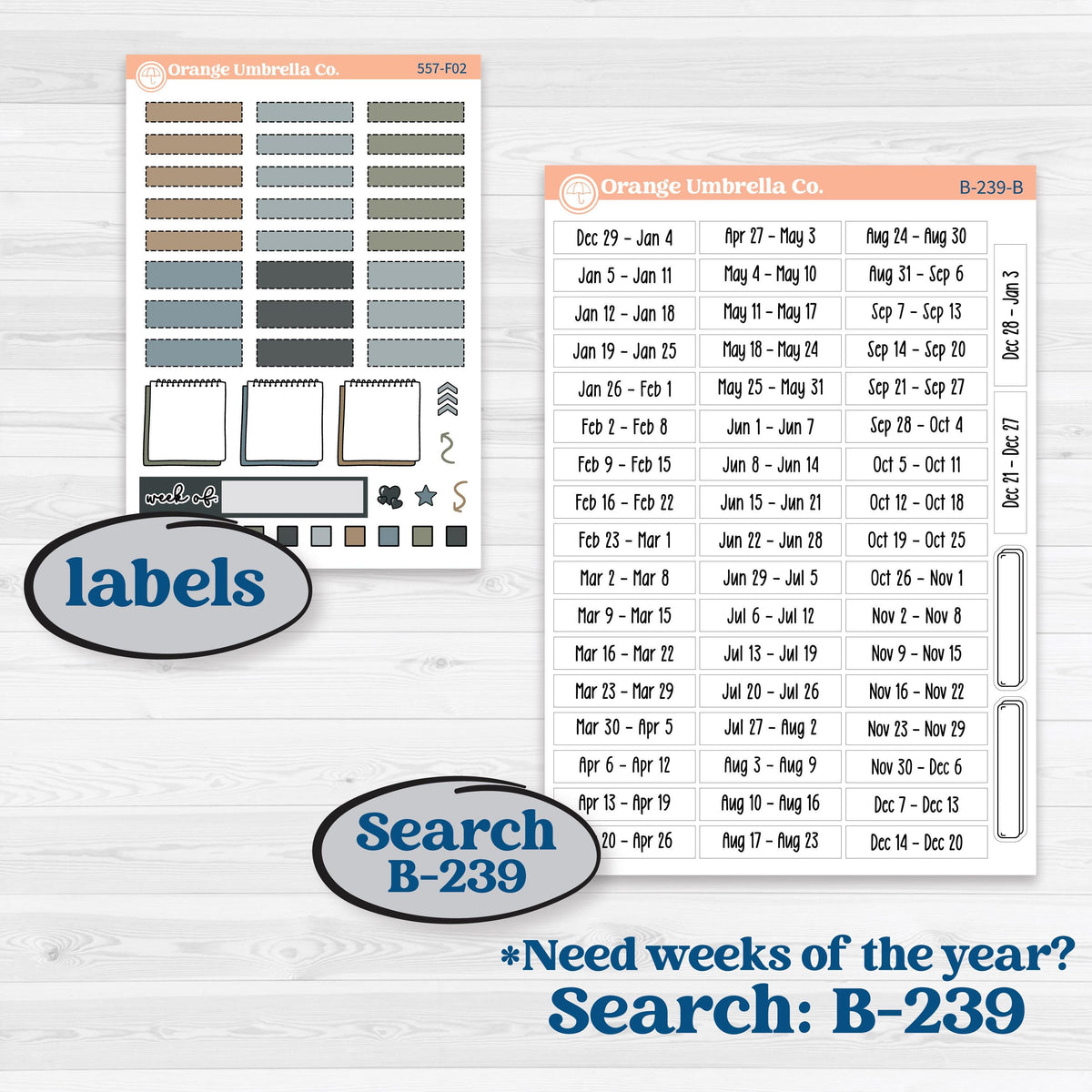 Blue Floral Kit | Hobonichi Weeks Weekly Planner Kit Stickers | Sagebrush & Ice | KIT-557-F