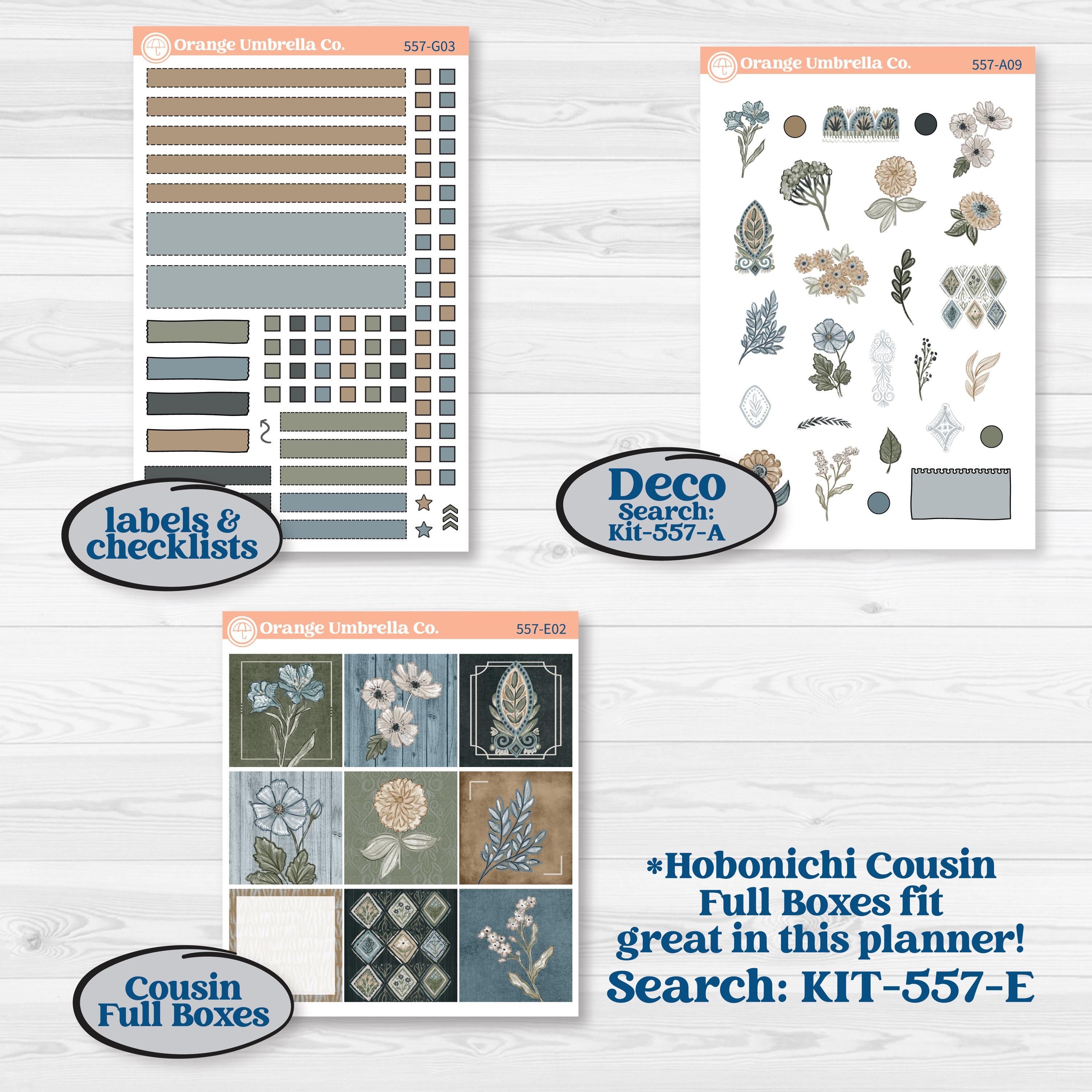 Blue Floral Kit | Erin Condren 7x9 Weekly Dashboard Planner Kit Stickers | Sagebrush & Ice | KIT-557-G