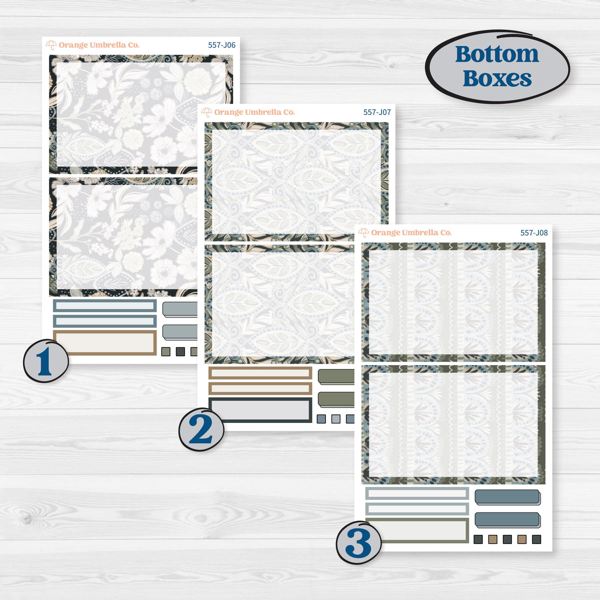 Blue Floral Kit | A5 Daily Duo Planner Kit Stickers | Sagebrush & Ice | KIT-557-J