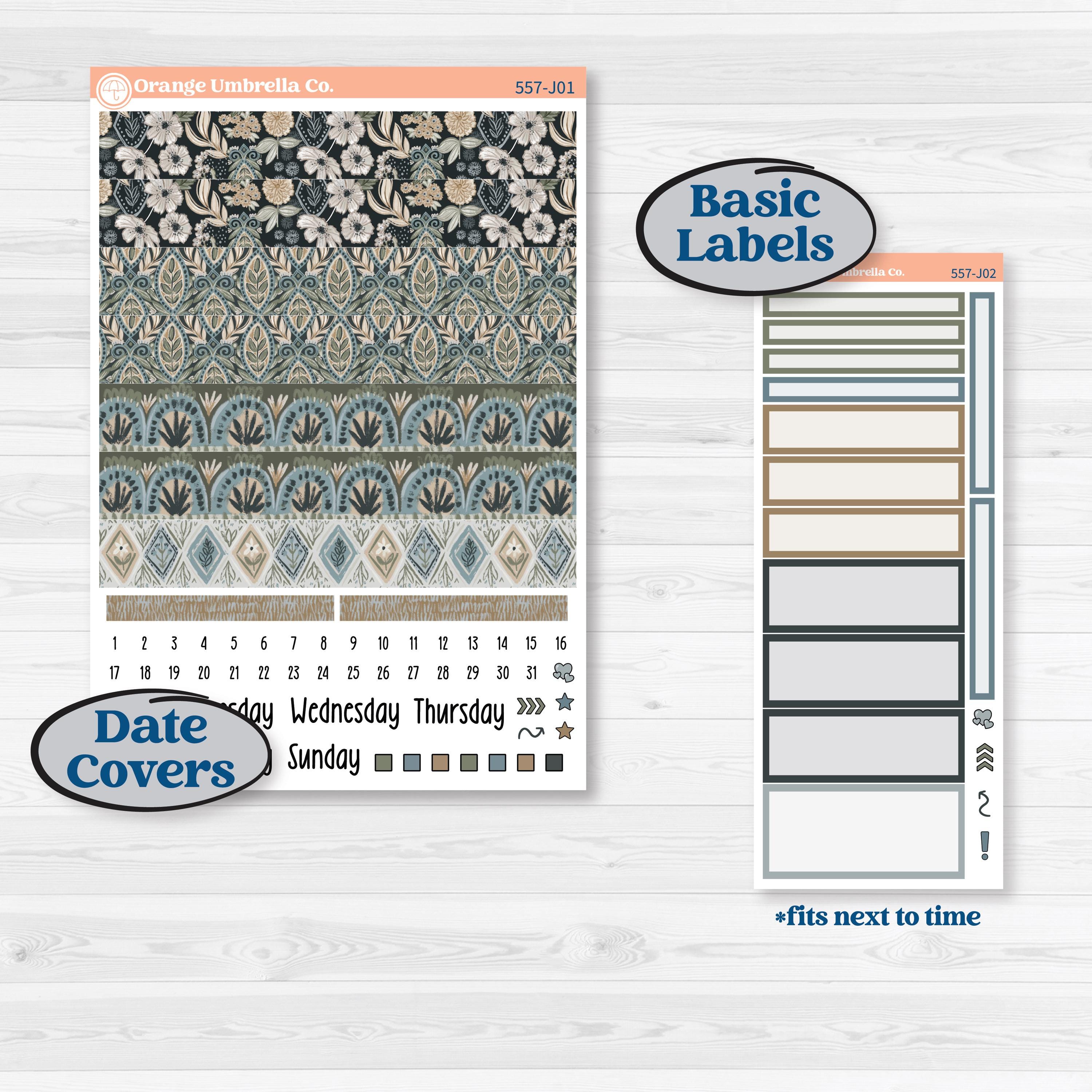 Blue Floral Kit | A5 Daily Duo Planner Kit Stickers | Sagebrush & Ice | KIT-557-J