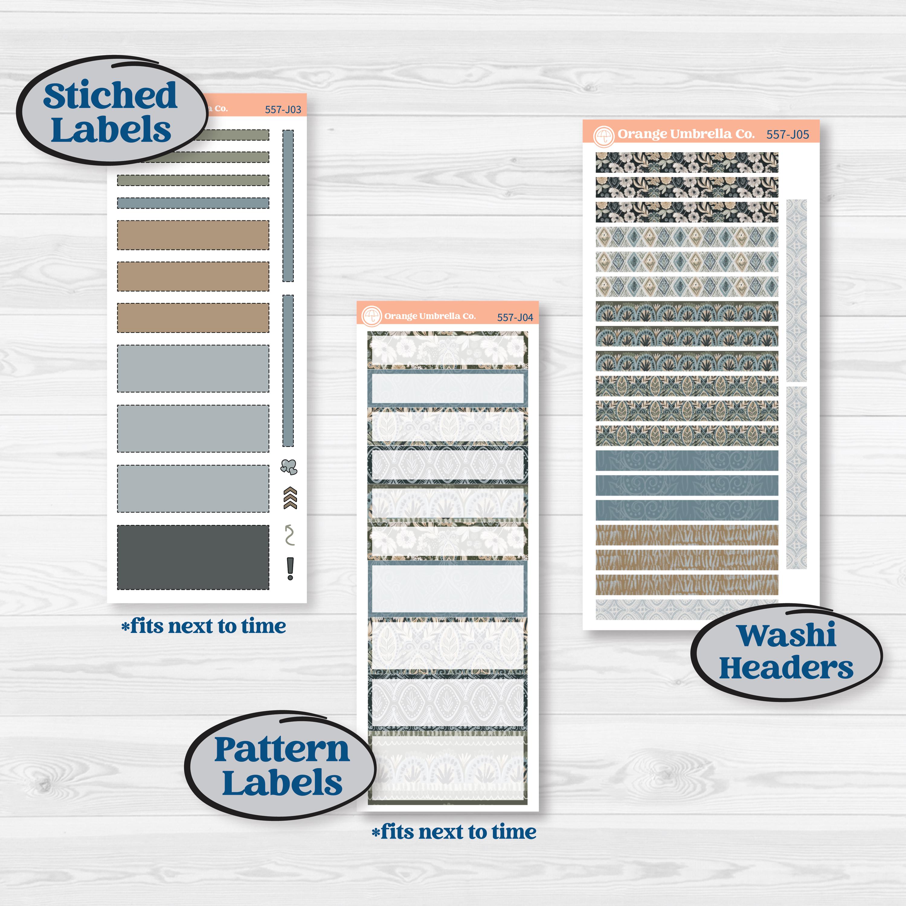 Blue Floral Kit | A5 Daily Duo Planner Kit Stickers | Sagebrush & Ice | KIT-557-J