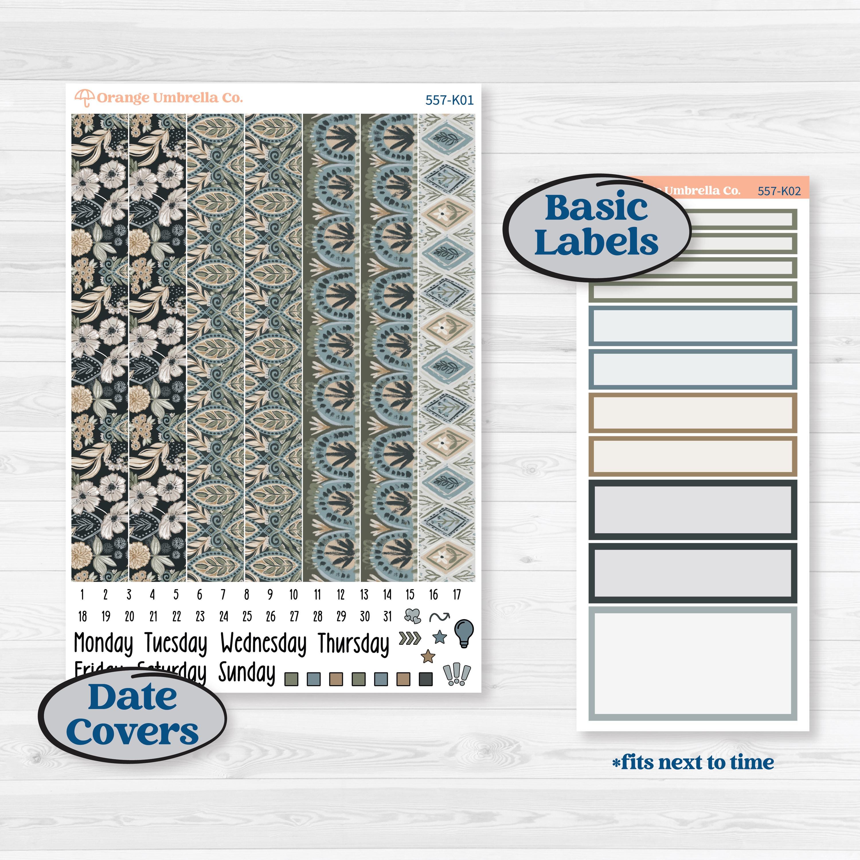 Blue Floral Kit | 7x9 Erin Condren Daily Duo Planner Kit Stickers | Sagebrush & Ice | KIT-557-K