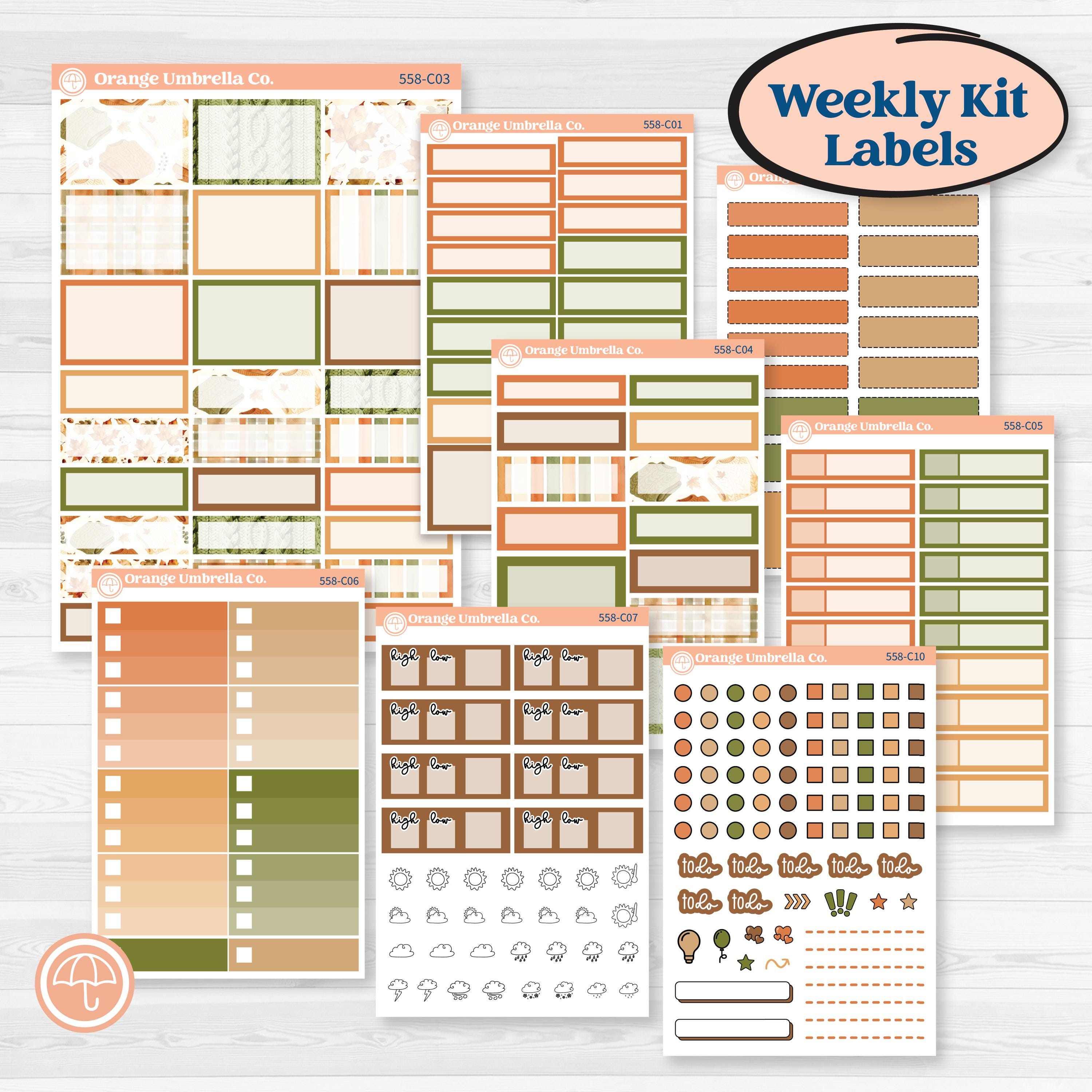 Autumn Sweater Weather Kit | Weekly Add-On Labels Planner Kit Stickers | Soft Sweaters | KIT-558-C