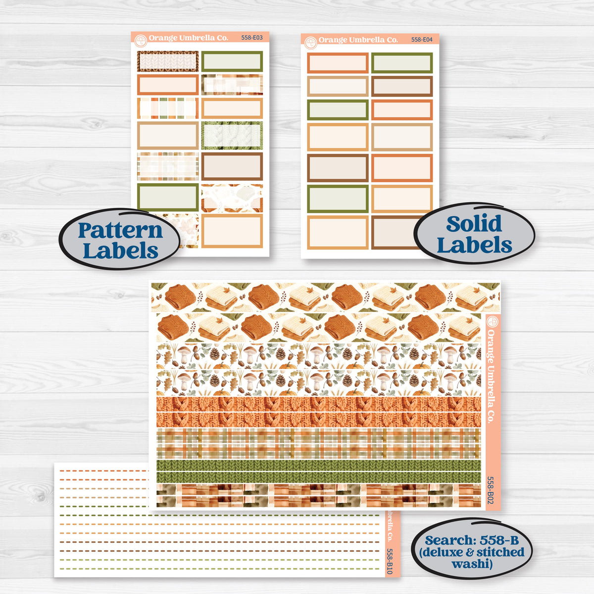 Autumn Sweater Weather Kit | Hobonichi Cousin Weekly & Daily Planner Kit Stickers | Soft Sweaters | KIT-558-E