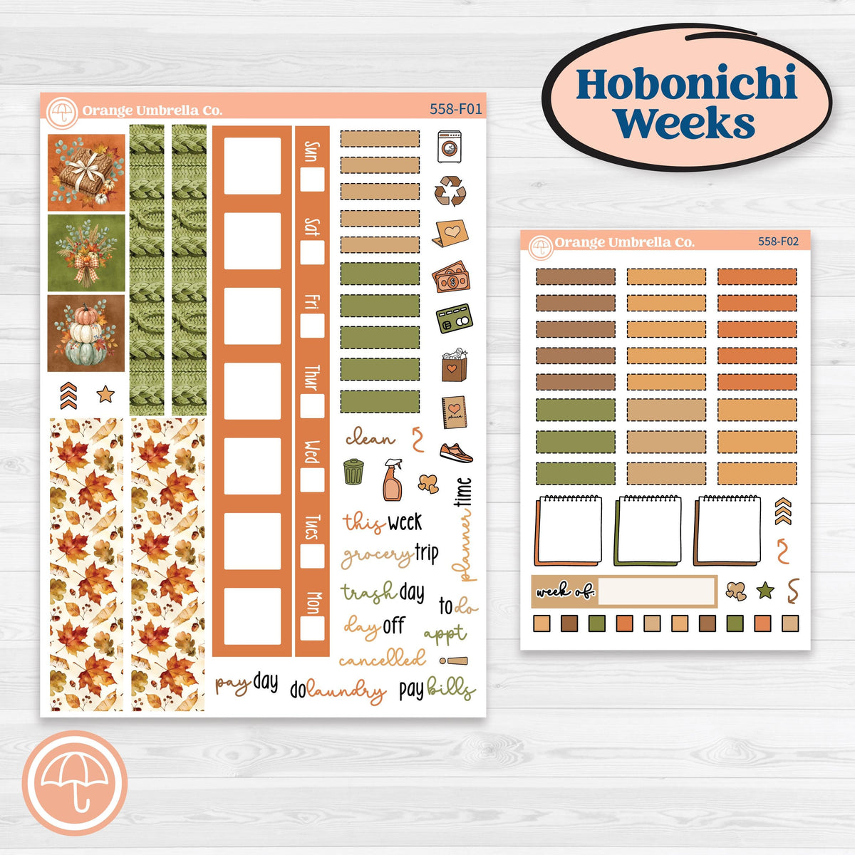 Autumn Sweater Weather Kit | Hobonichi Weeks Weekly Planner Kit Stickers | Soft Sweaters | KIT-558-F