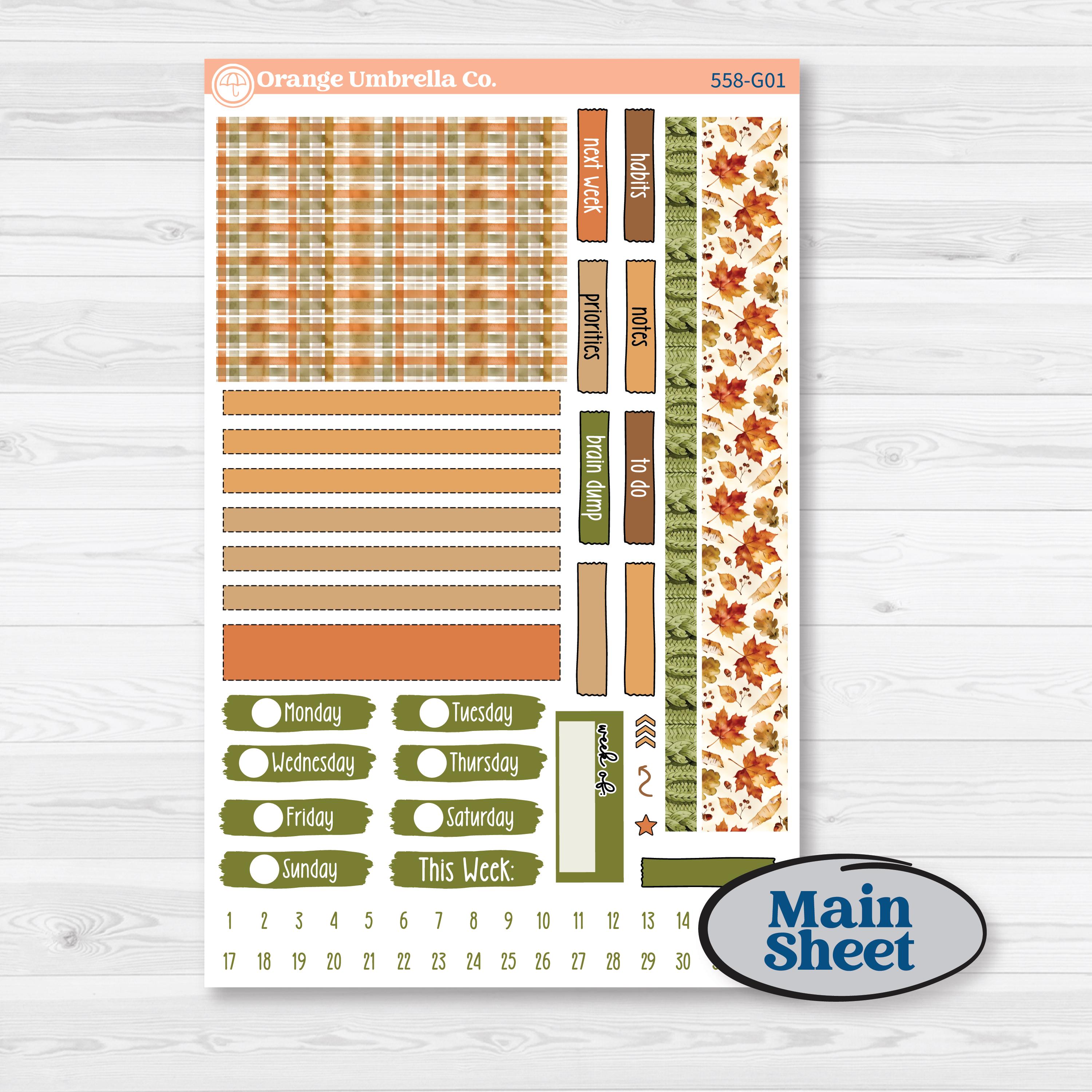 Autumn Sweater Weather Kit | Erin Condren 7x9 Weekly Dashboard Planner Kit Stickers | Soft Sweaters | KIT-558-G