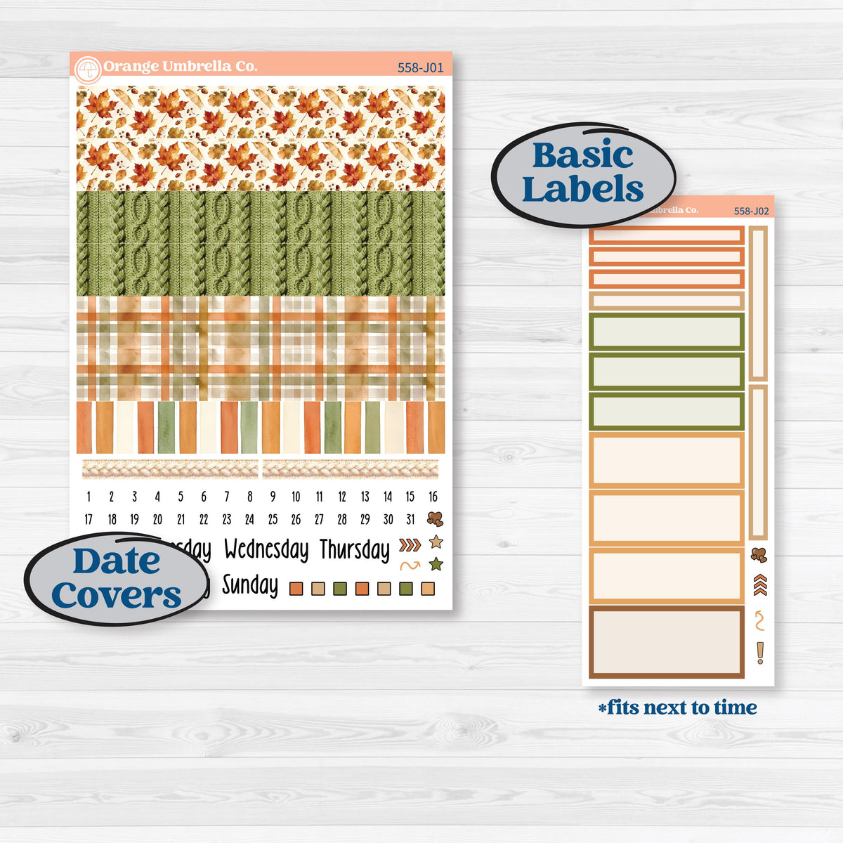 Autumn Sweater Weather Kit | A5 Daily Duo Planner Kit Stickers | Soft Sweaters | KIT-558-J