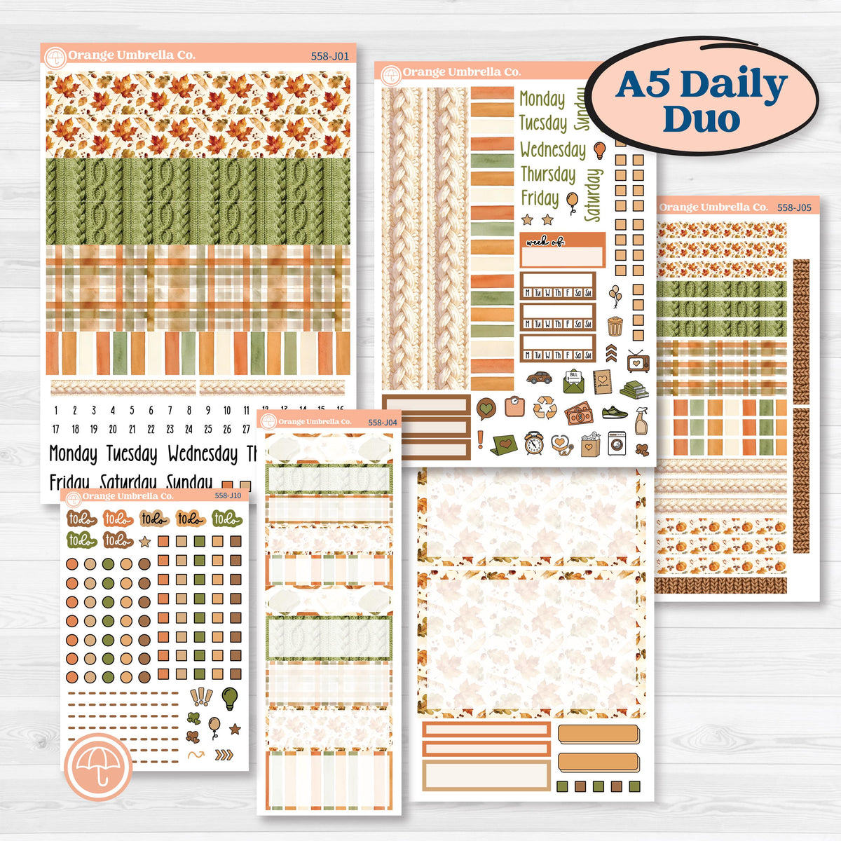 Autumn Sweater Weather Kit | A5 Daily Duo Planner Kit Stickers | Soft Sweaters | KIT-558-J