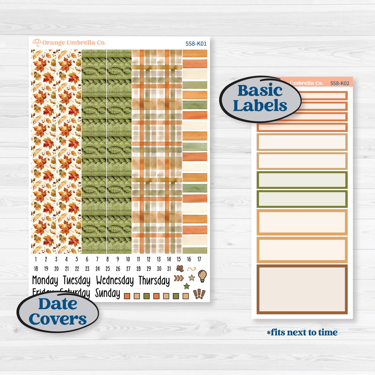 Autumn Sweater Weather Kit | 7x9 Erin Condren Daily Duo Planner Kit Stickers | Soft Sweaters | KIT-558-K