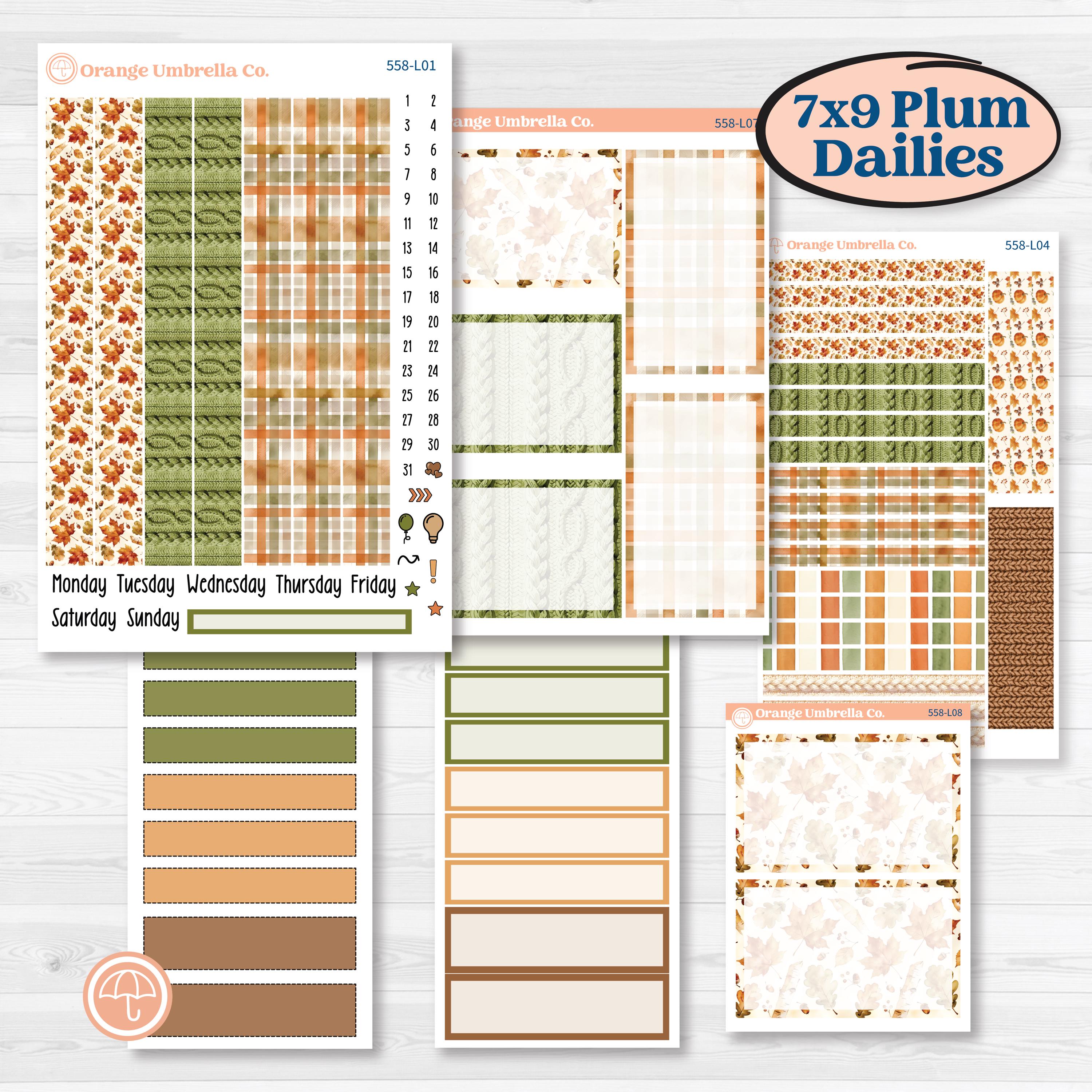 Autumn Sweater Weather Kit | 7x9 Plum Daily Planner Kit Stickers | Soft Sweaters | KIT-558-L