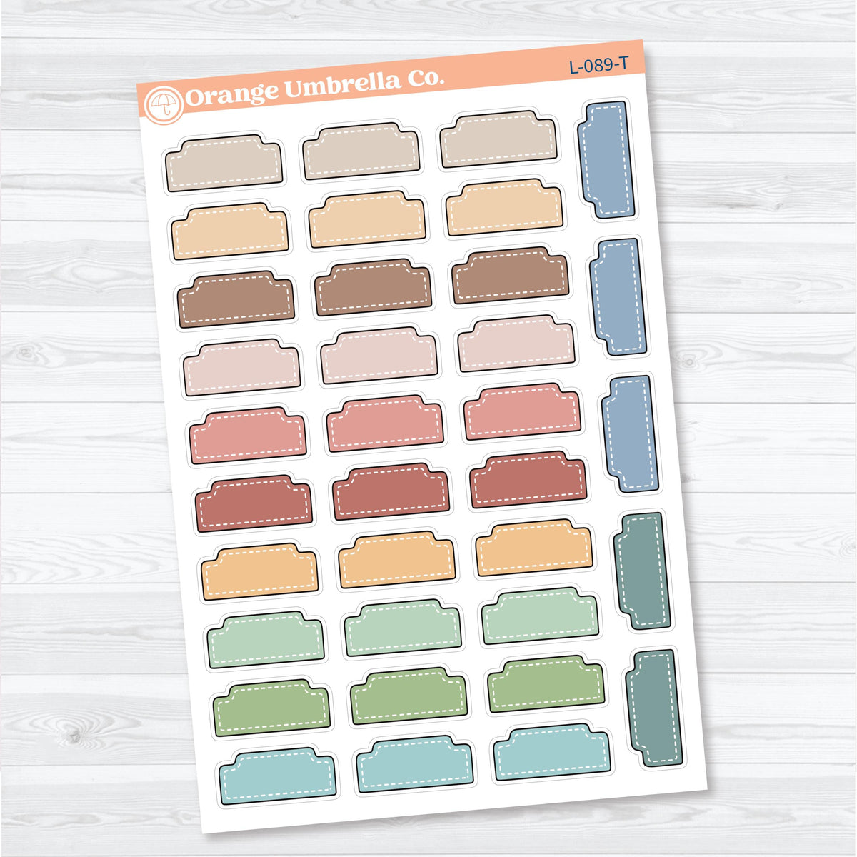 Doodled Stitched Tab Labels | Functional Planner Stickers | L-089