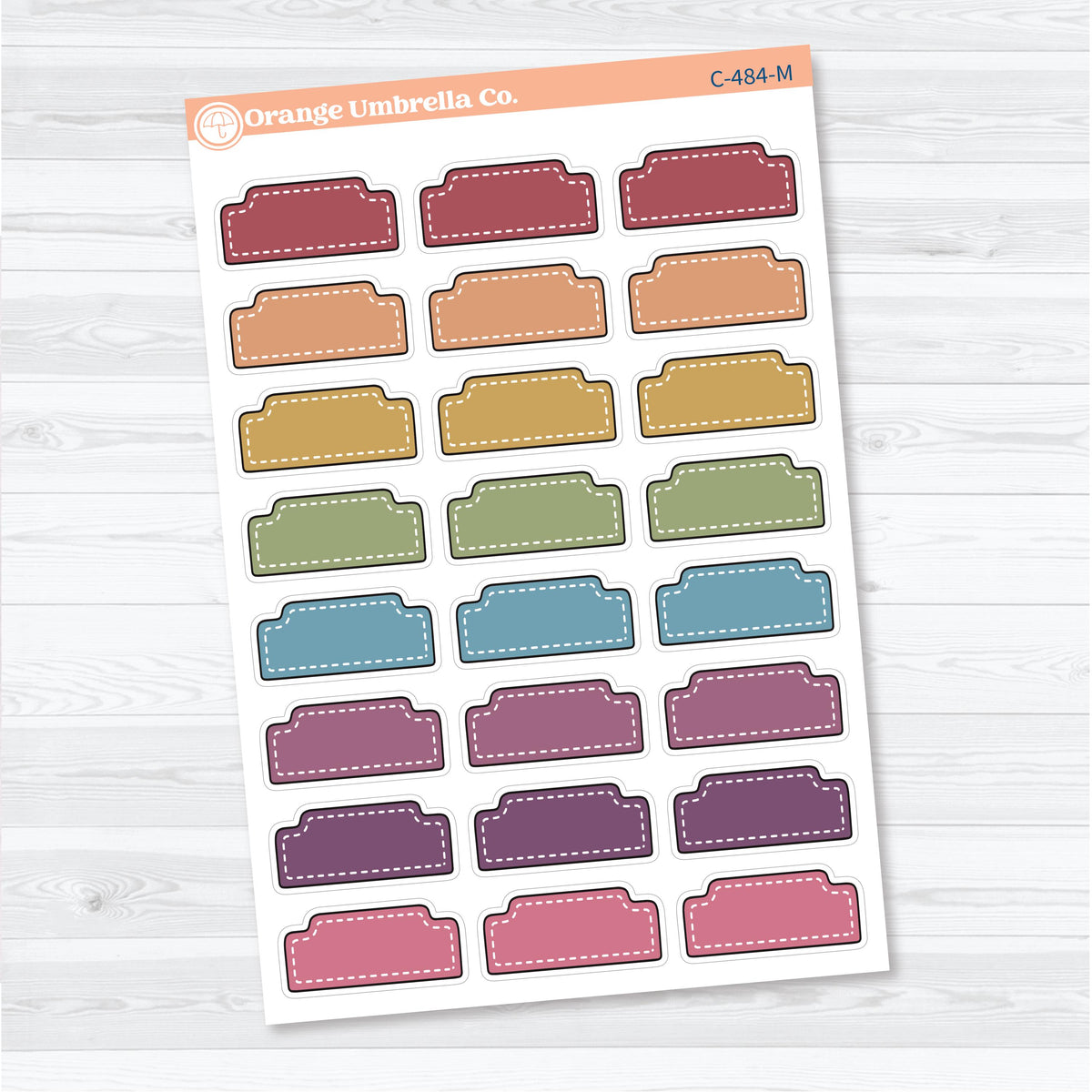 Doodled Stitched Tab Journaling Labels | Large Journal Planner Stickers | C-484