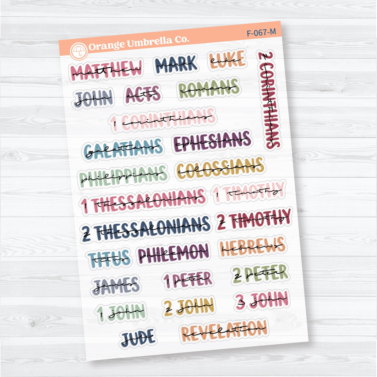 Medium Books of the Bible | Clear Matte Faith & Bible Journaling Planner Stickers | F-066-067-MCM