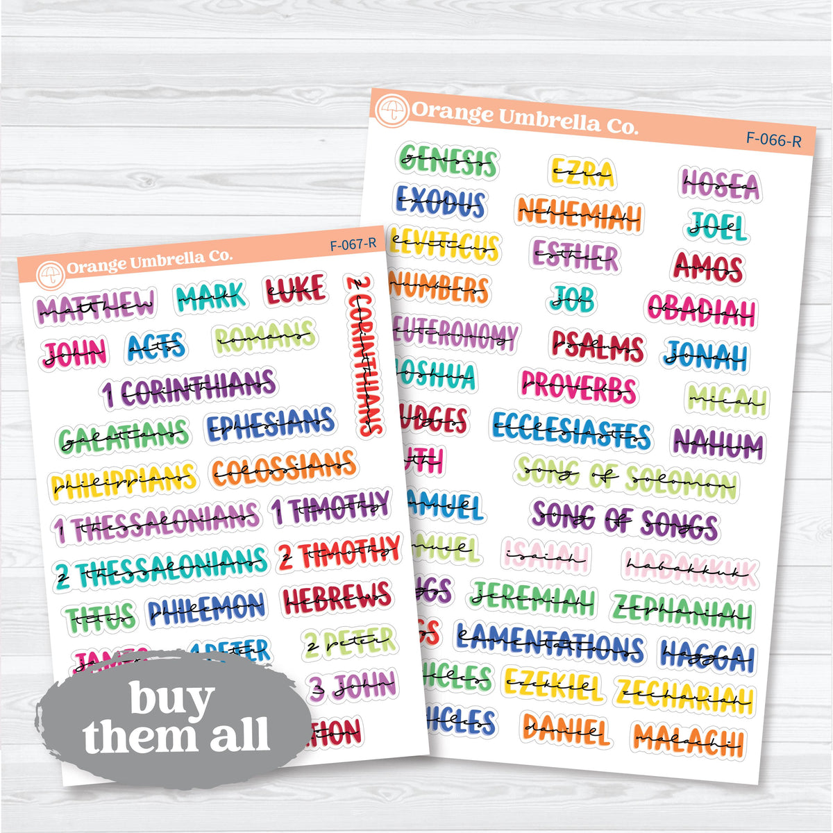 Medium Books of the Bible | Faith & Bible Journaling Planner Stickers | F-066-067-R