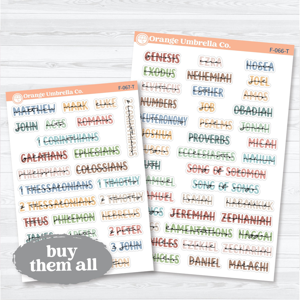 Medium Books of the Bible | Faith & Bible Journaling Planner Stickers | F-066-067-T