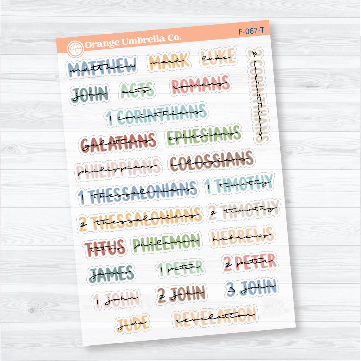 Medium Books of the Bible | Clear Matte Faith & Bible Journaling Planner Stickers | F-066-067-TCM