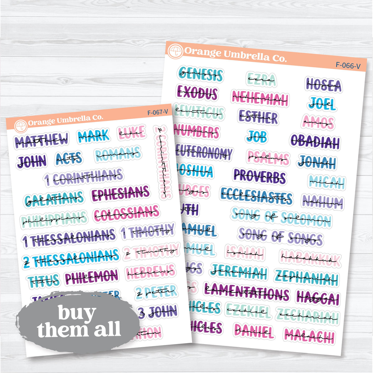 Medium Books of the Bible | Faith & Bible Journaling Planner Stickers | F-066-067-B