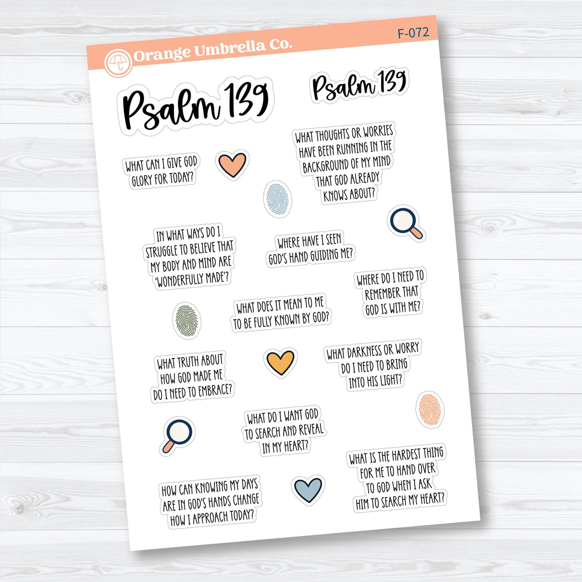 Psalm 139 Bible Study Collection | Faith & Bible Journaling Planner Stickers | F-071-073