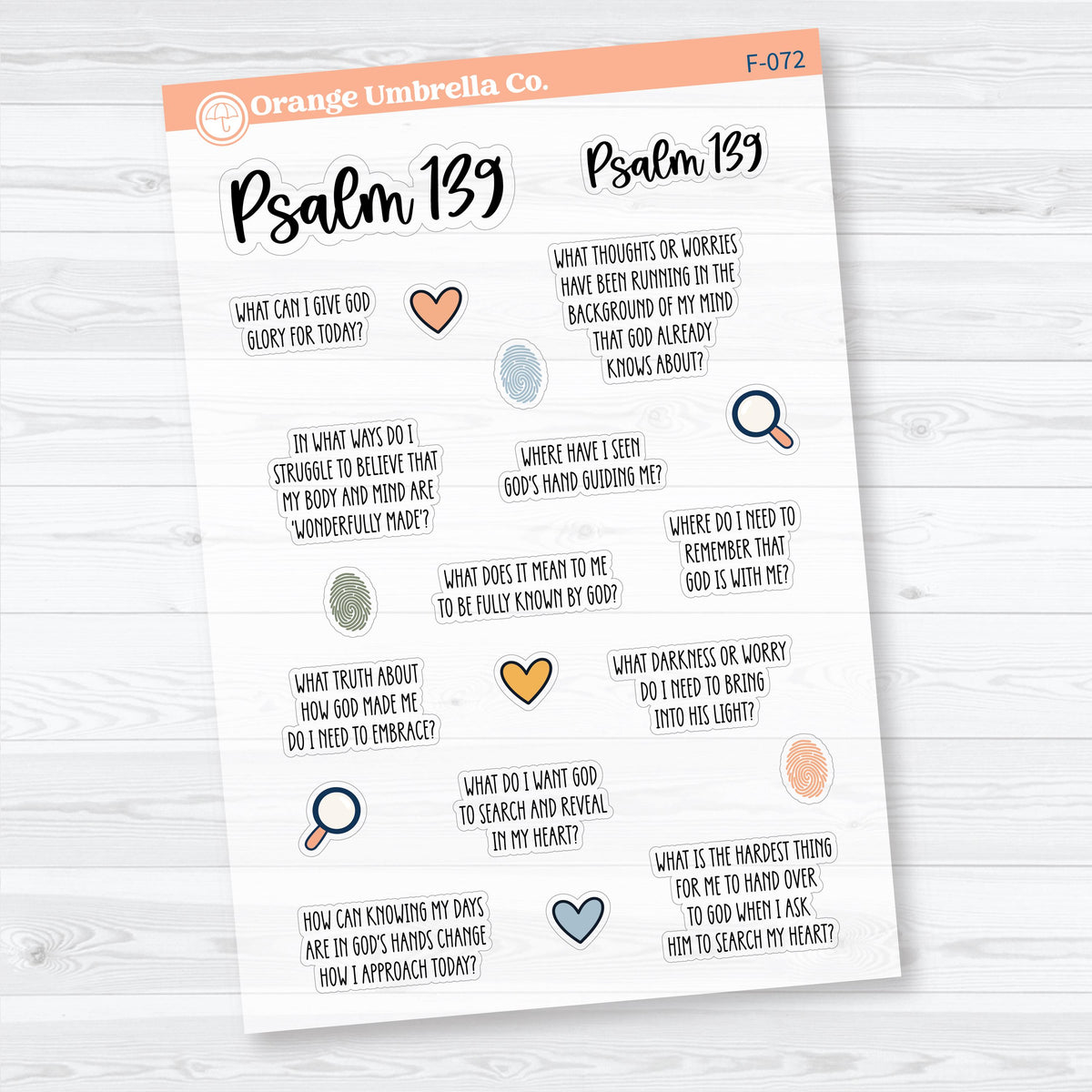 Psalm 139 Bible Study Collection | Clear Matte Faith & Bible Journaling Planner Stickers | F-071-073-CM