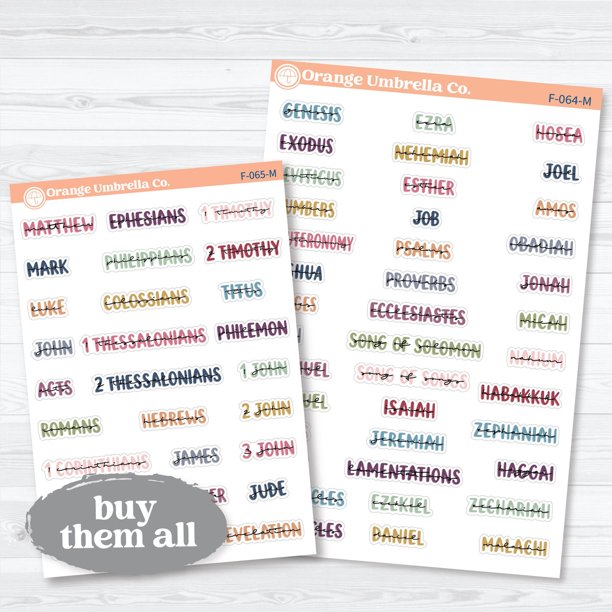 Mini Books of the Bible | Faith & Bible Journaling Planner Stickers | F-064-065-M