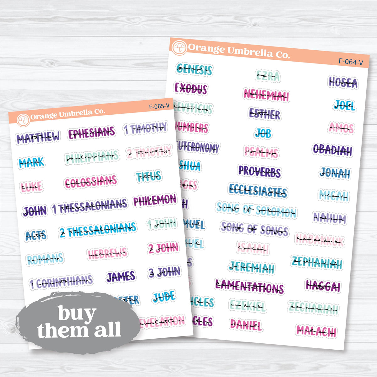 Mini Books of the Bible | Faith & Bible Journaling Planner Stickers | F-064-065-V